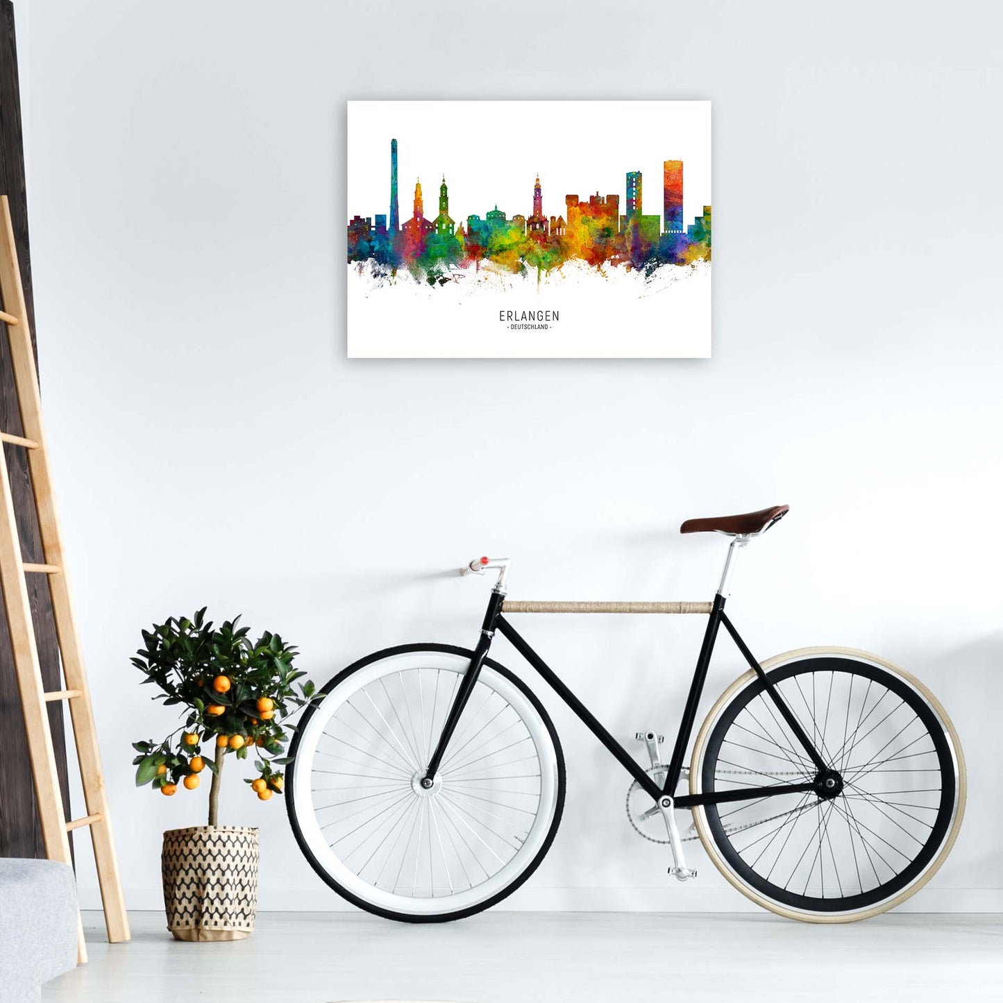Erlangen Deutschland Skyline Art Print by Michael Tompsett A1 Black Frame