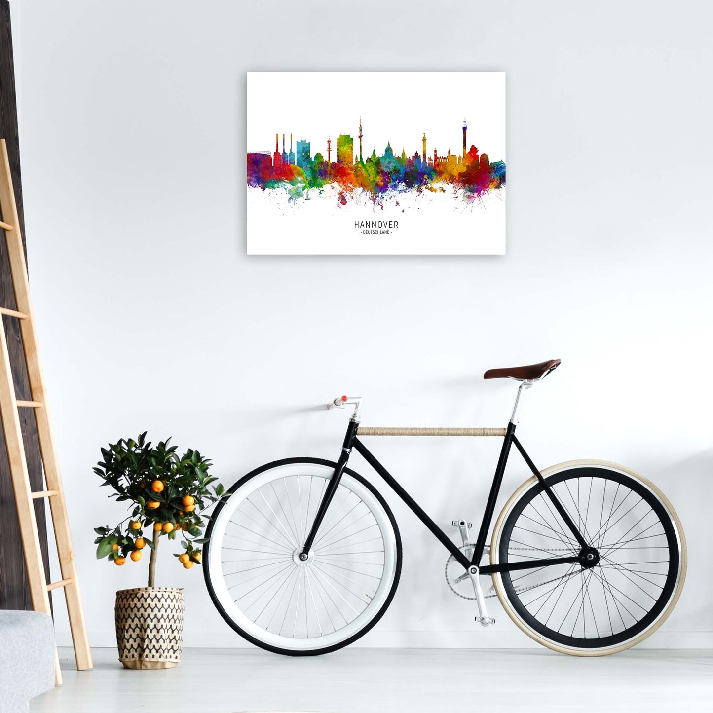 Hannover Deutschland Skyline Art Print by Michael Tompsett A1 Black Frame