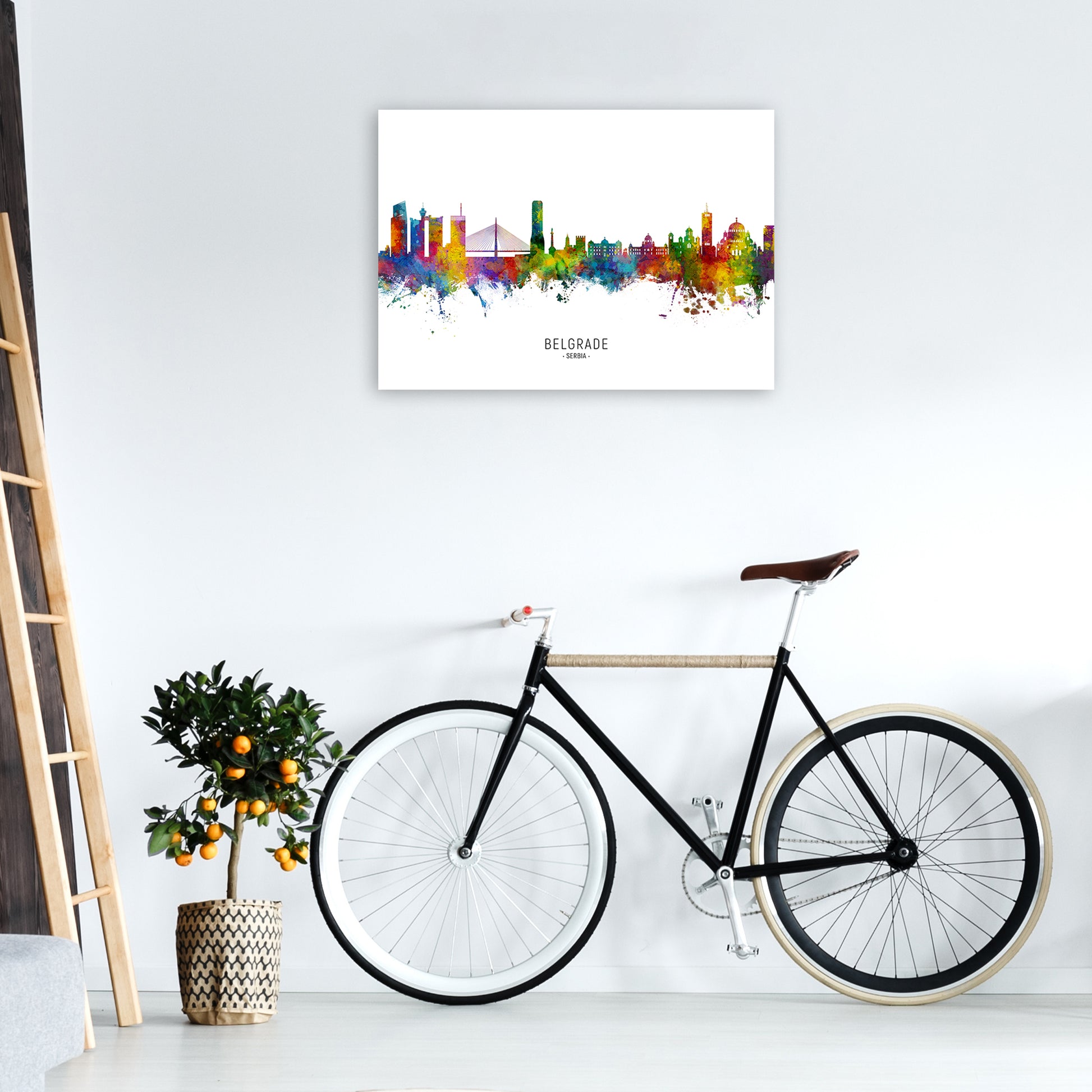 Belgrade Serbia Skyline  Art Print by Michael Tompsett A1 Black Frame