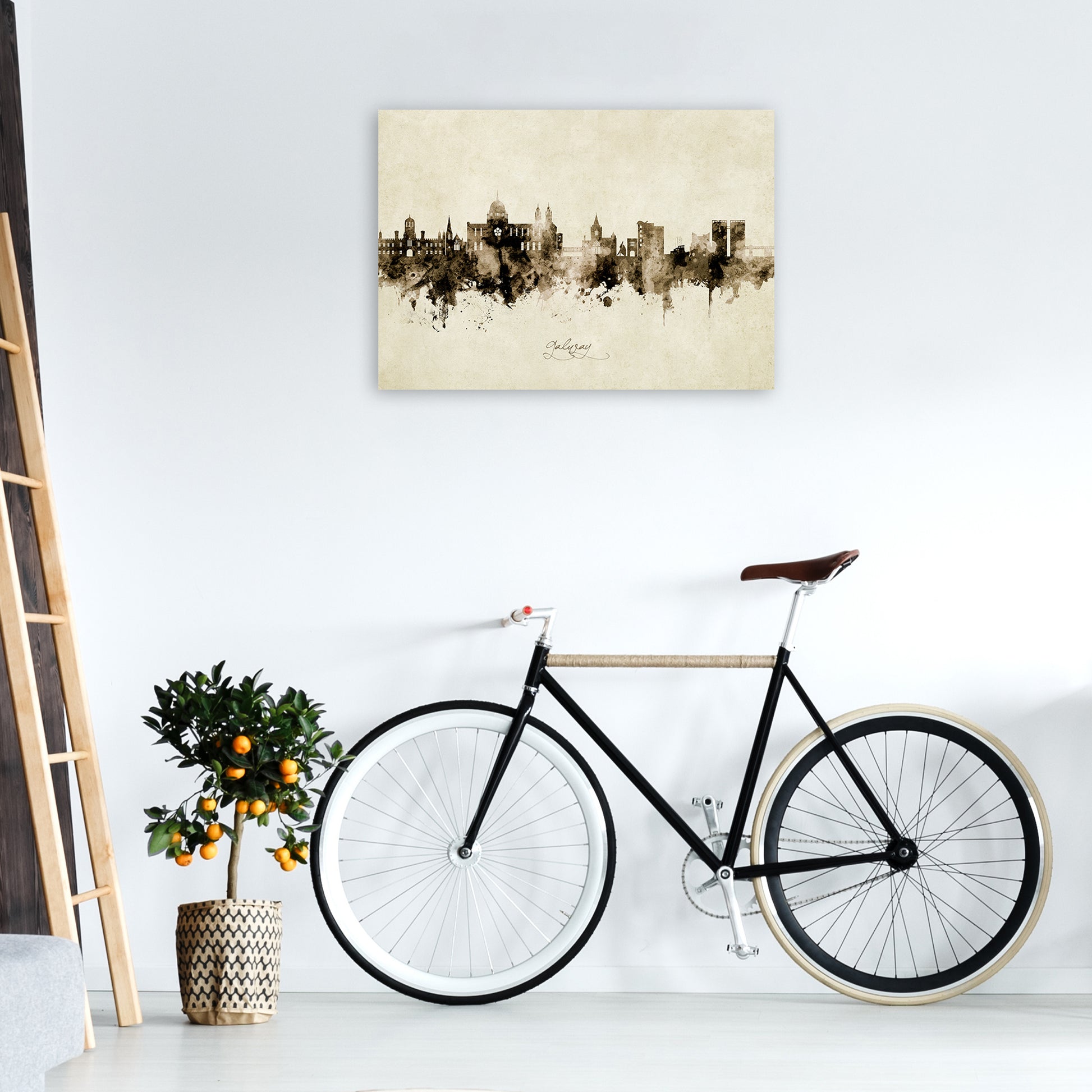 Galway Ireland Skyline Vintage Art Print by Michael Tompsett A1 Black Frame