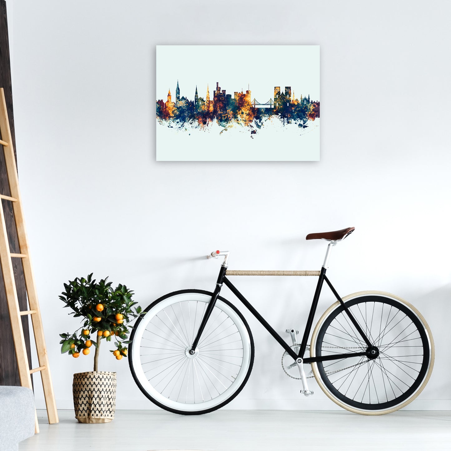 Inverness Scotland Skyline Blue Orange Art Print by Michael Tompsett A1 Black Frame