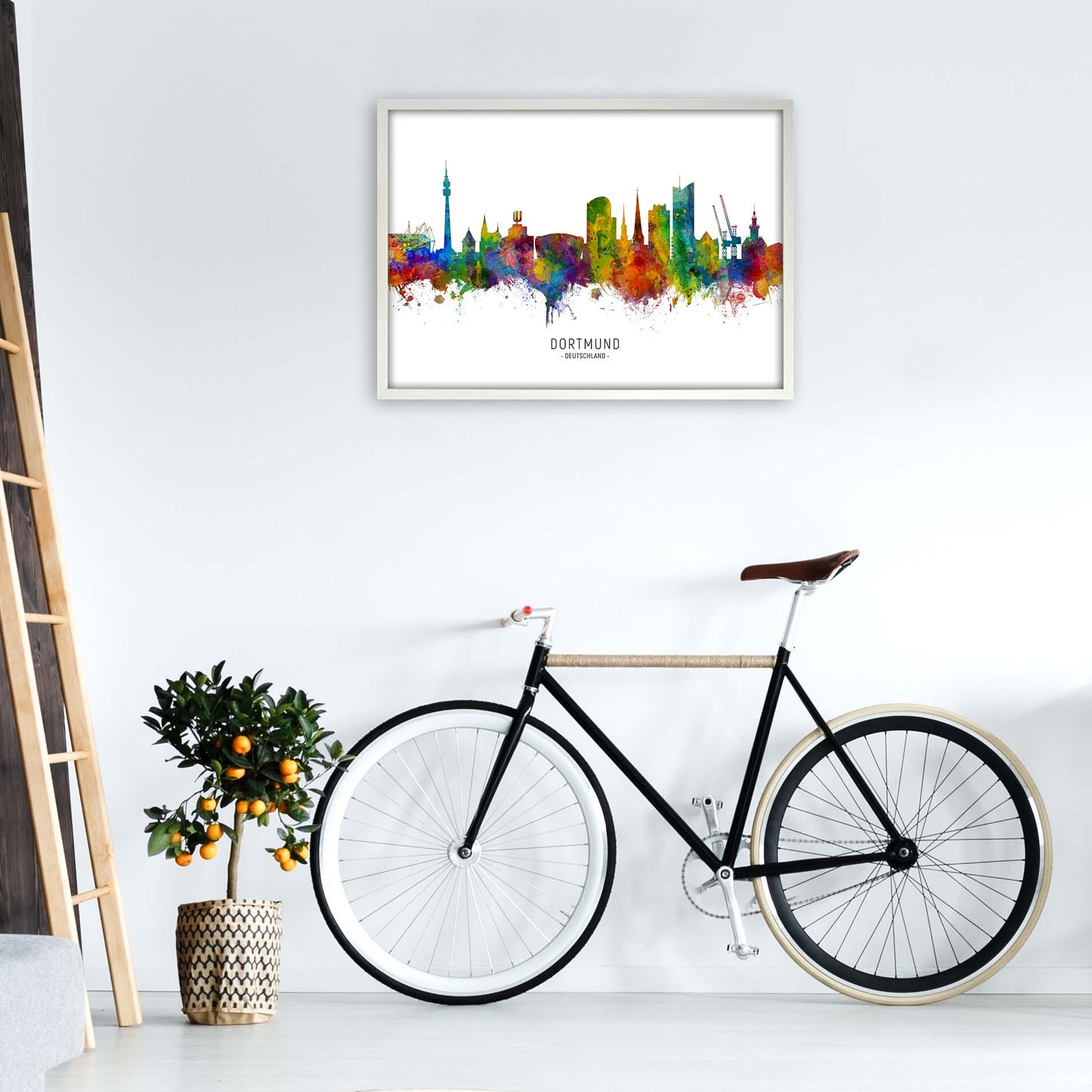 Dortmund Deutschland Skyline Art Print by Michael Tompsett A1 Oak Frame