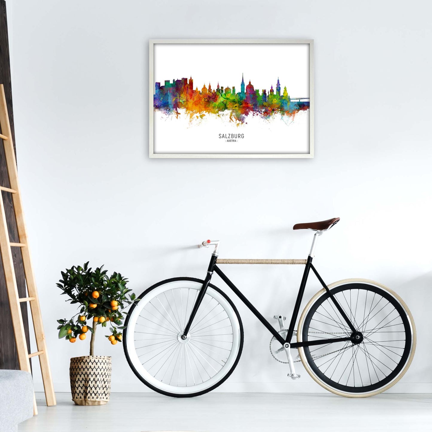 Salzburg Austria Skyline Art Print by Michael Tompsett A1 Oak Frame