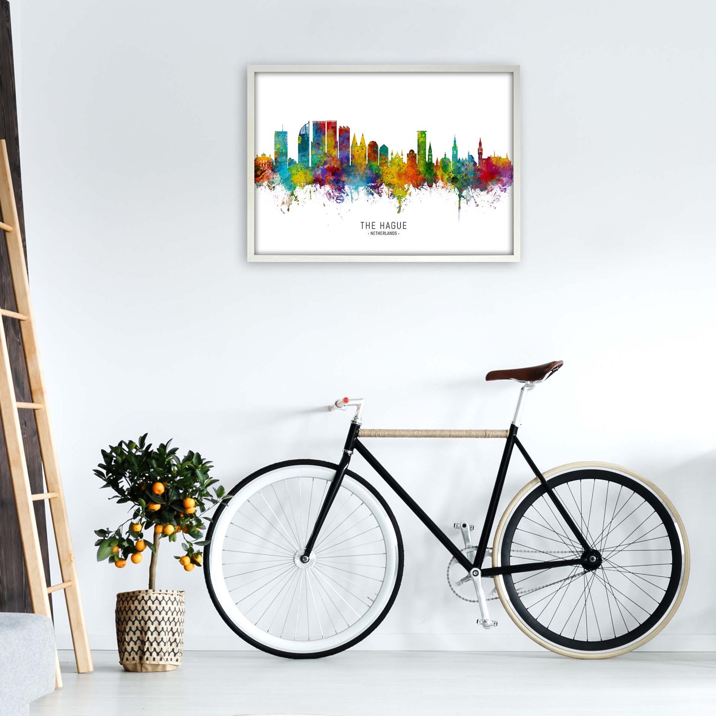 The Hague Netherlands Skyline Art Print by Michael Tompsett A1 Oak Frame