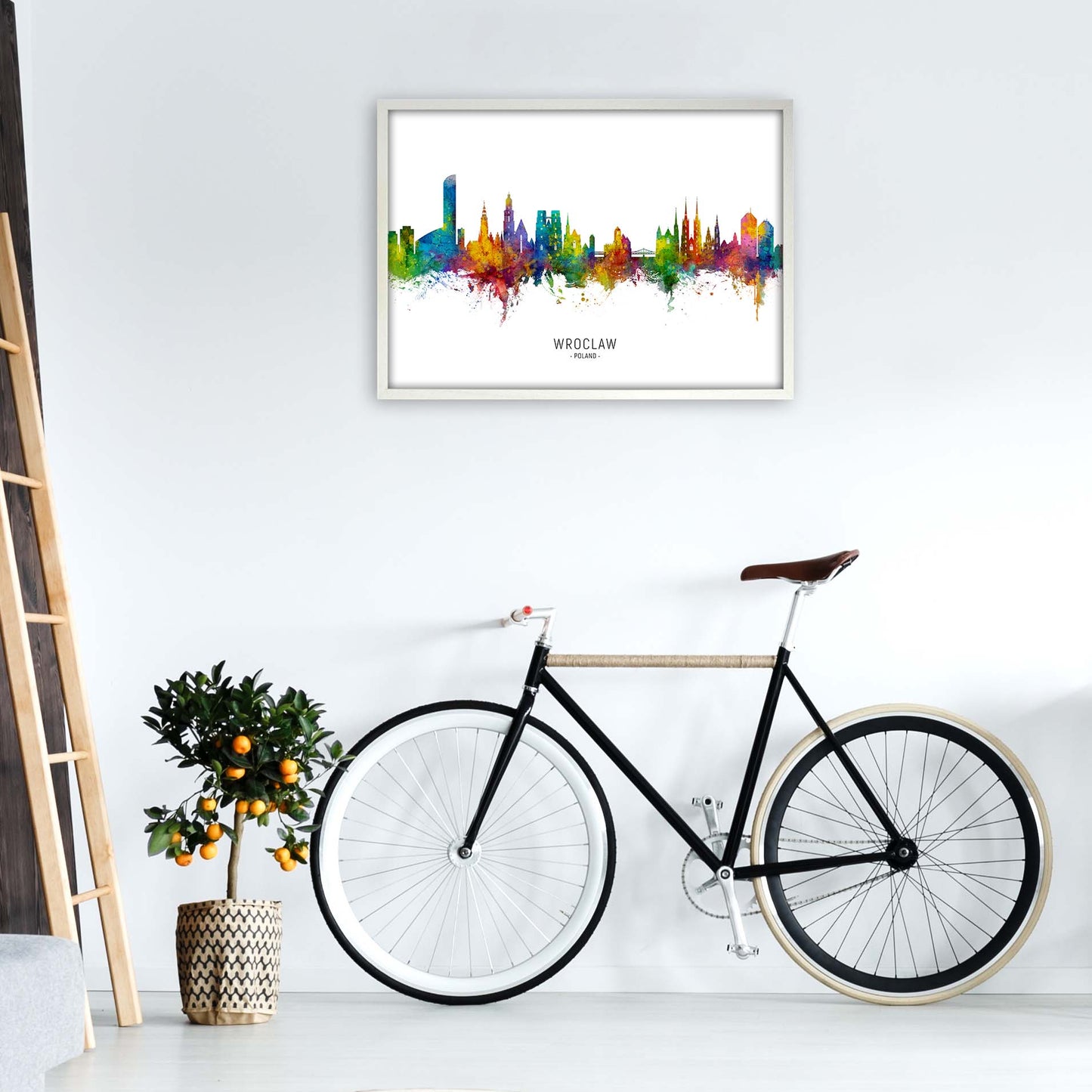 Wroclaw Poland Skyline Art Print by Michael Tompsett A1 Oak Frame