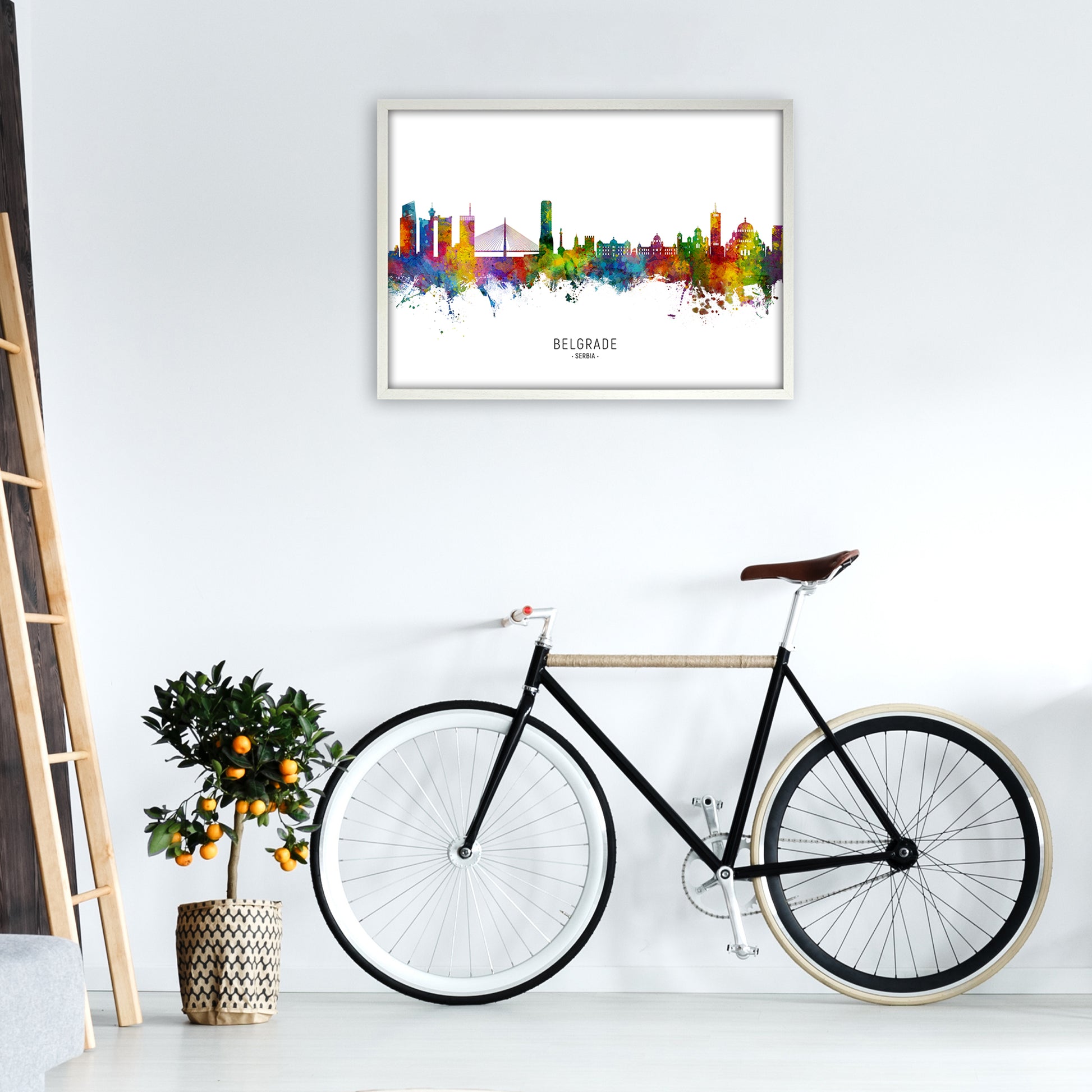 Belgrade Serbia Skyline  Art Print by Michael Tompsett A1 Oak Frame