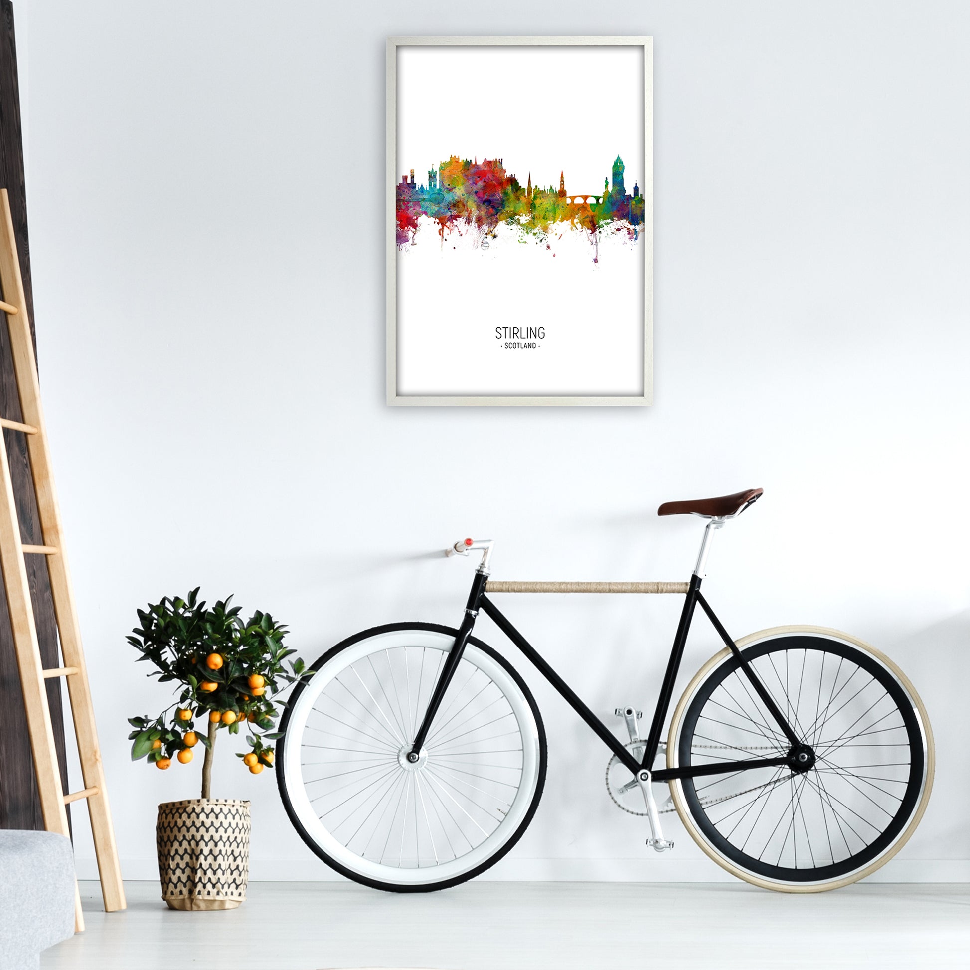 Stirling Scotland Skyline Portrait Art Print by Michael Tompsett A1 Oak Frame