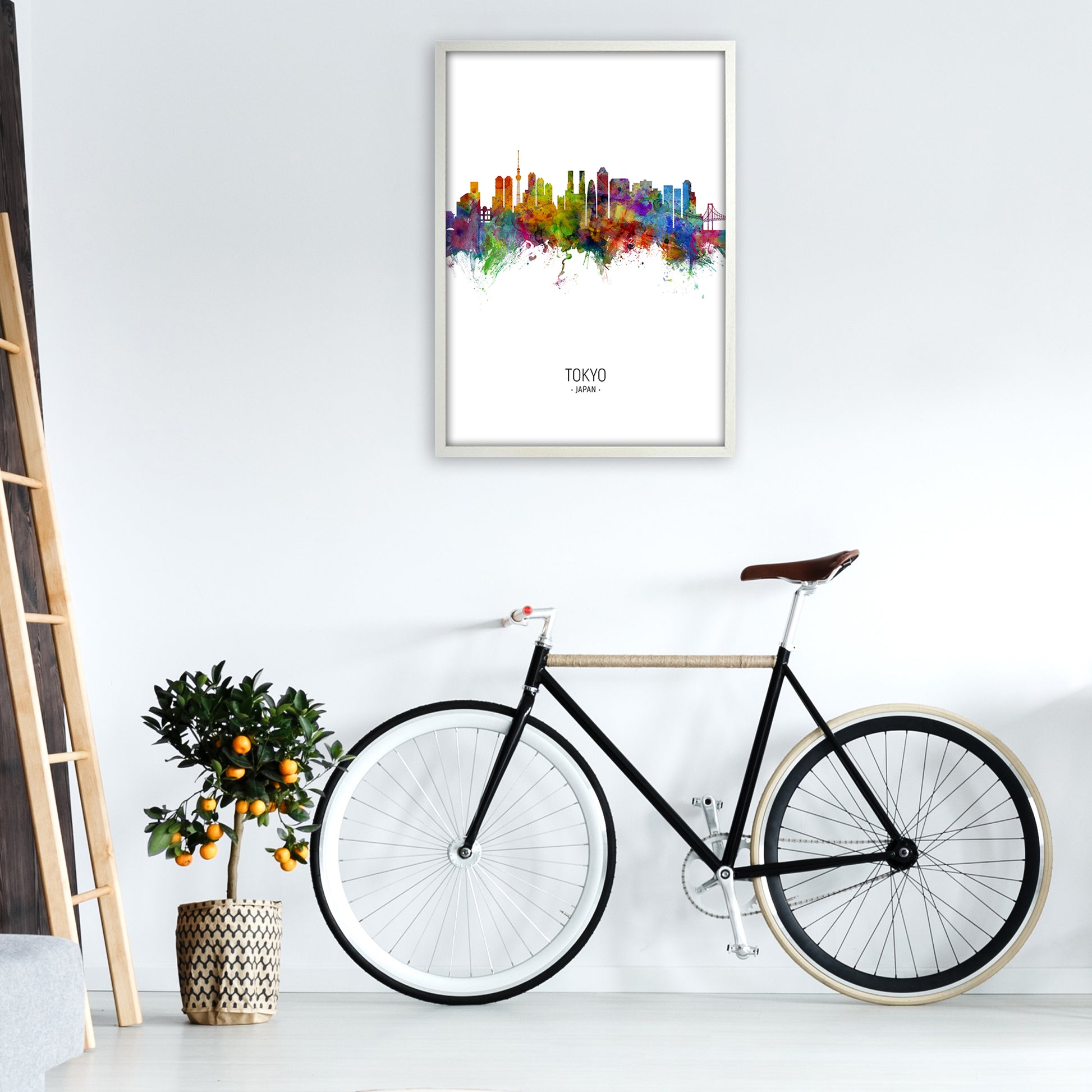 Tokyo Japan Skyline Portrait Art Print by Michael Tompsett A1 Oak Frame