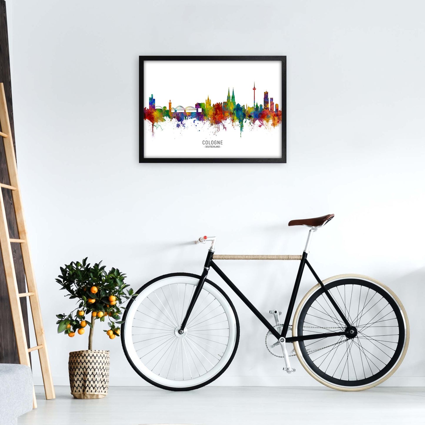 Cologne Deutschland Skyline Art Print by Michael Tompsett A2 White Frame