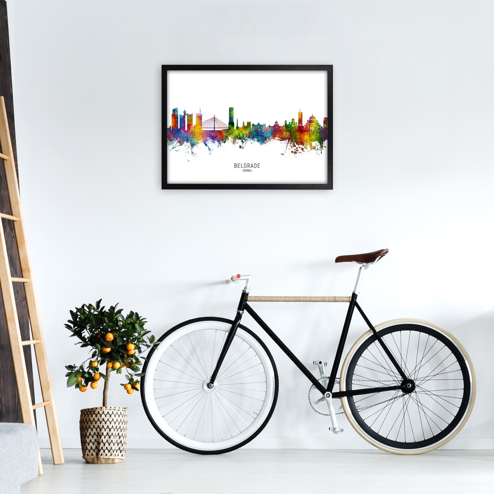 Belgrade Serbia Skyline  Art Print by Michael Tompsett A2 White Frame