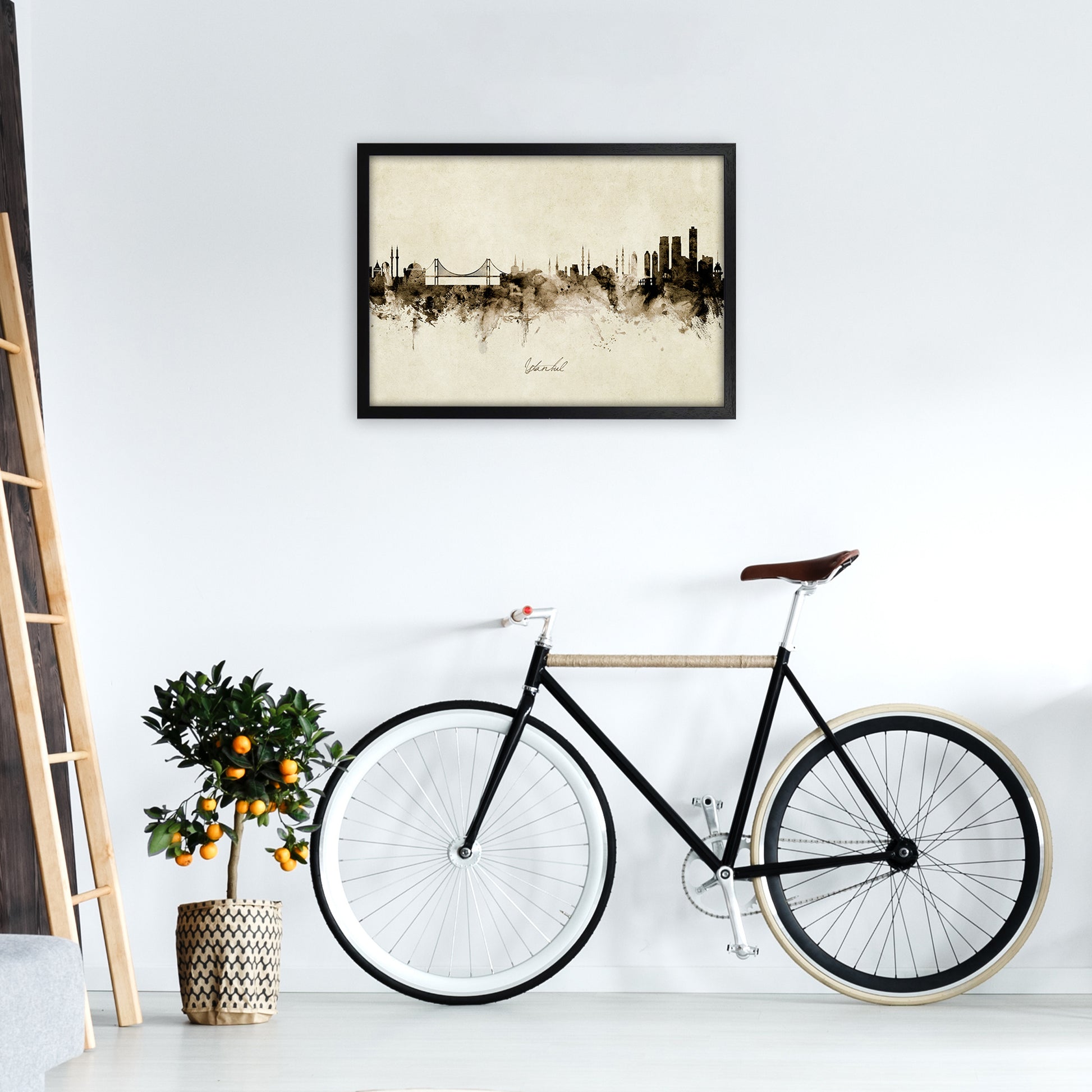 Istanbul Turkey Skyline Vintage Art Print by Michael Tompsett A2 White Frame