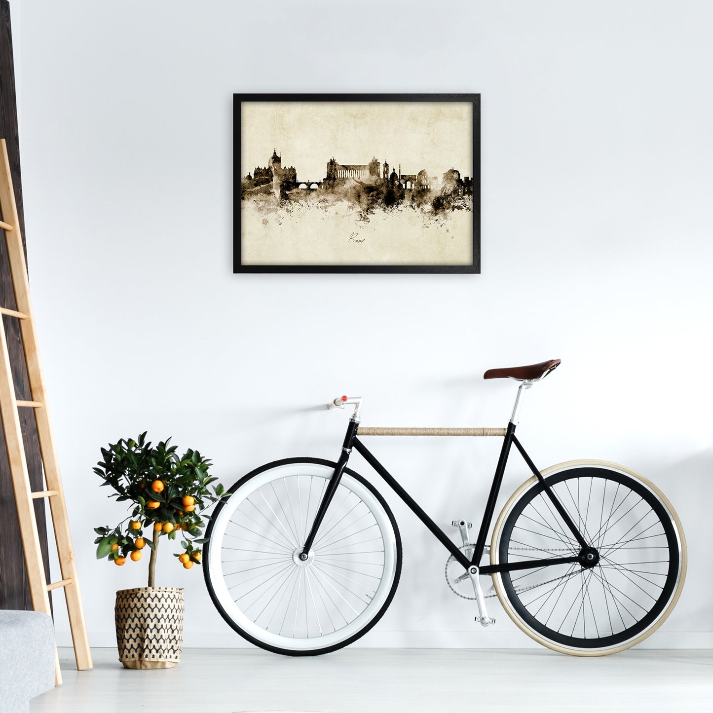 Rome Italy Skyline Vintage Art Print by Michael Tompsett A2 White Frame