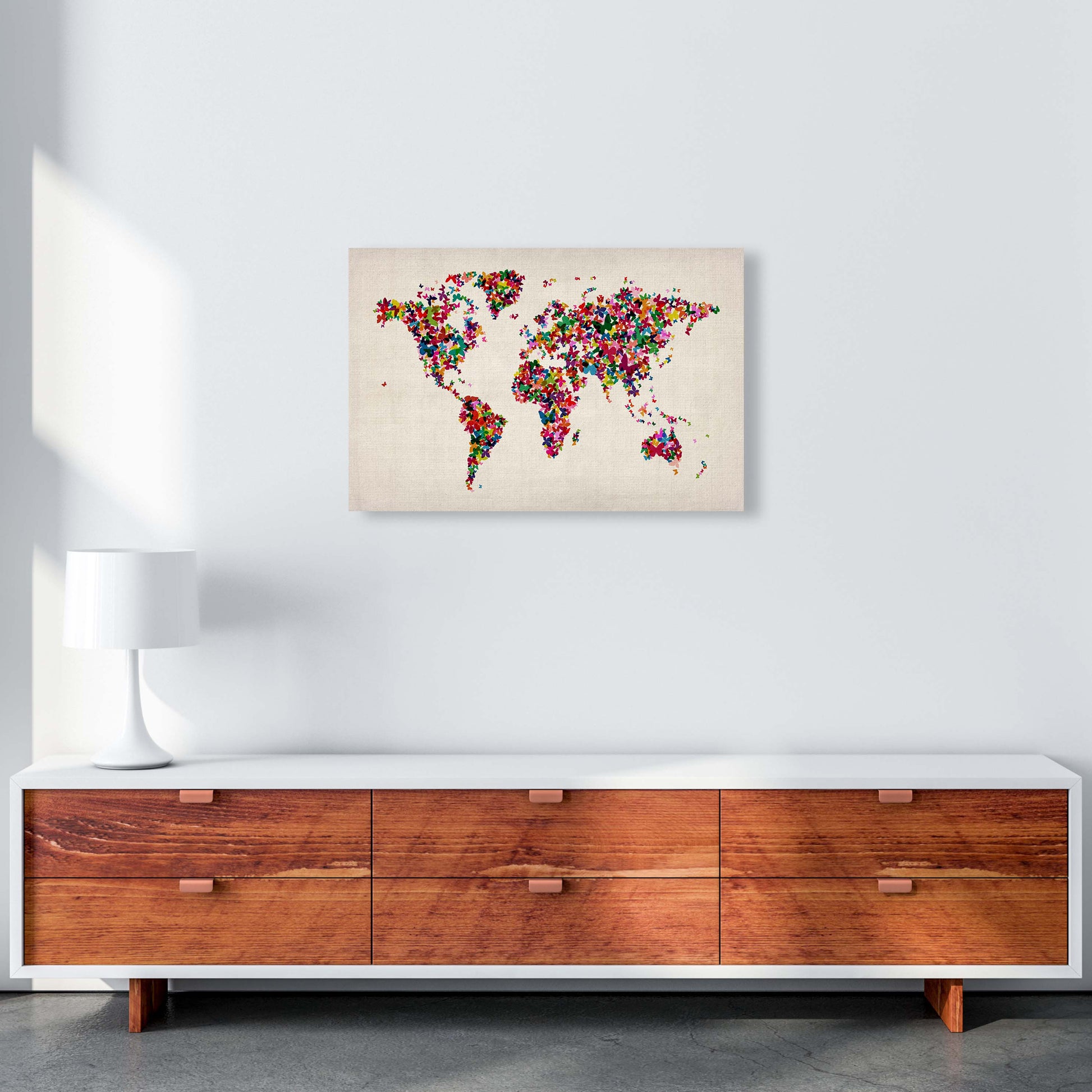 Butterfly Map of the World Art Print by Michael Tompsett A2 Canvas