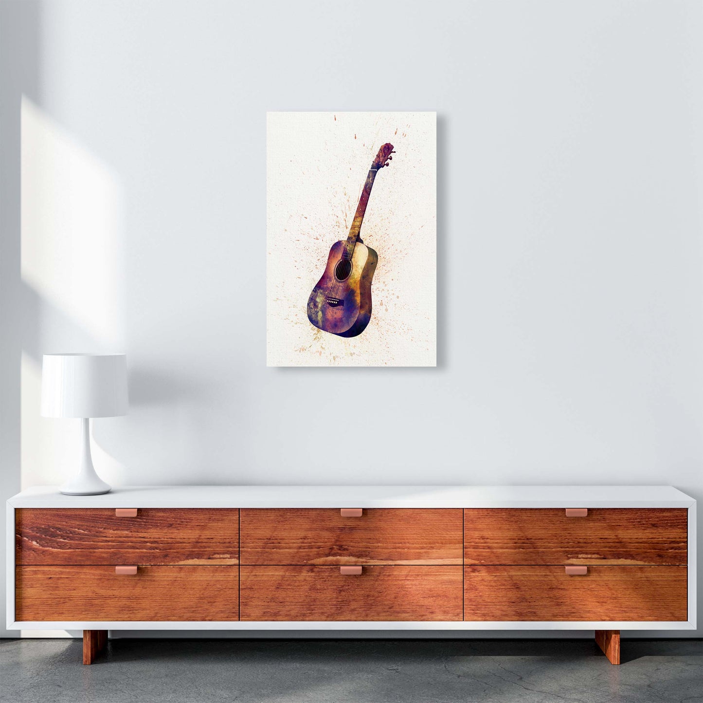 Acoustic Guitar Watercolour by Michael Tompsett A2 Canvas