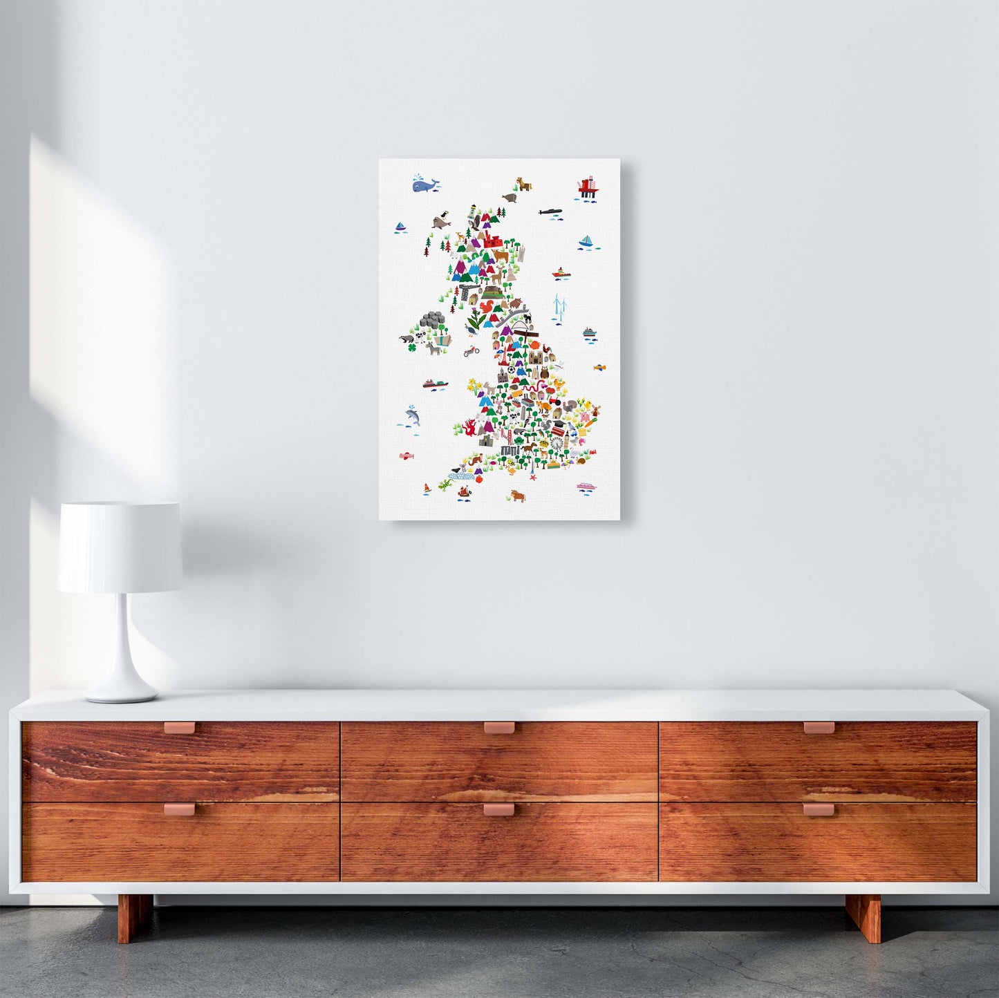 Animal Map of Great Britain Art Print by Michael Tompsett A2 Canvas