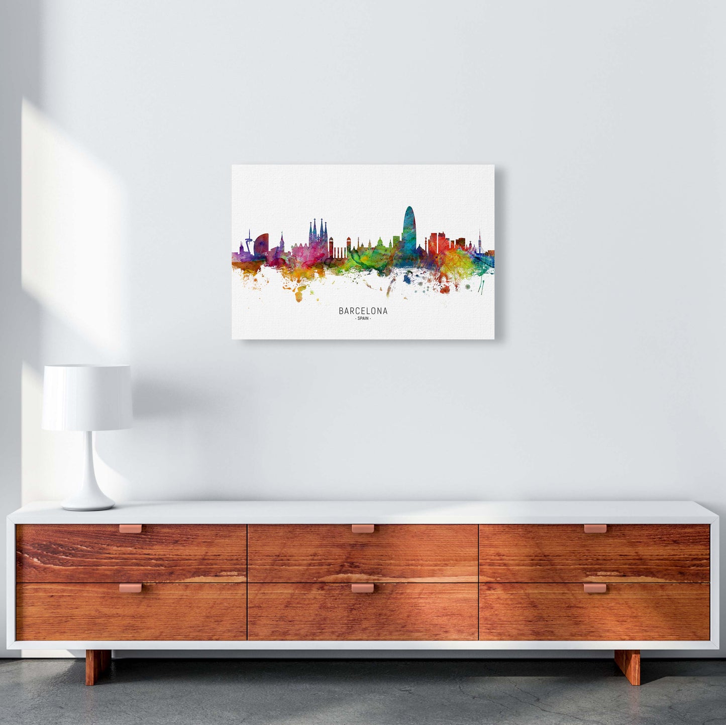Barcelona Spain Skyline Art Print by Michael Tompsett A2 Canvas