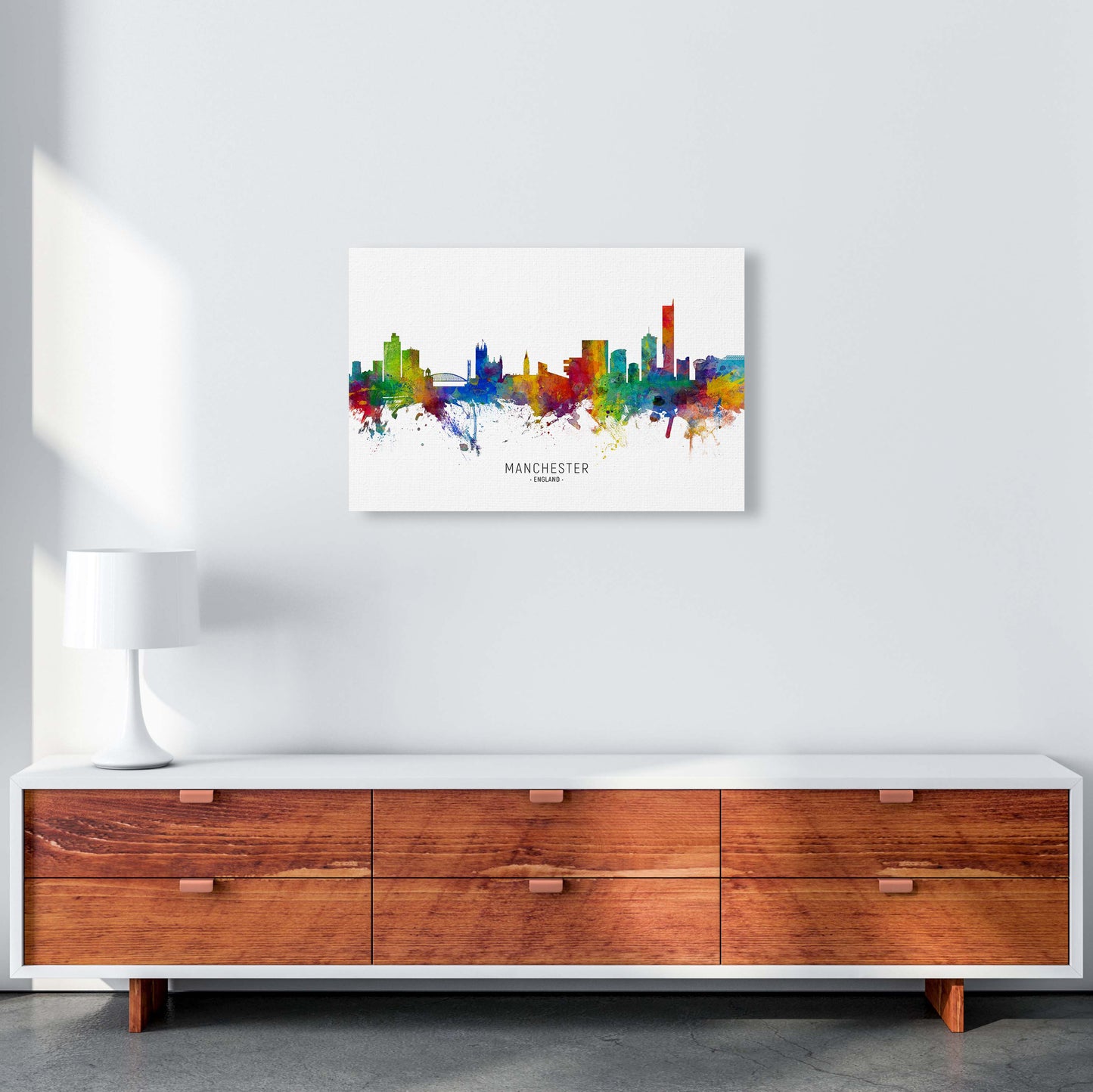 Manchester England Skyline Art Print by Michael Tompsett A2 Canvas