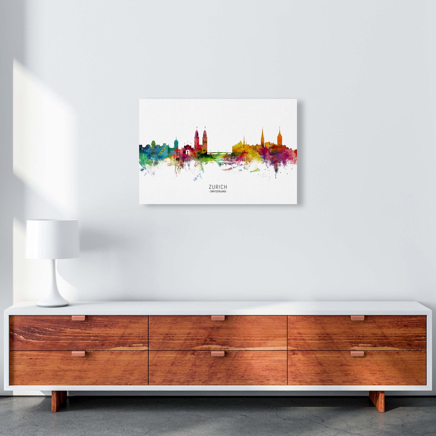 Zurich Switzerland Skyline Art Print by Michael Tompsett A2 Canvas