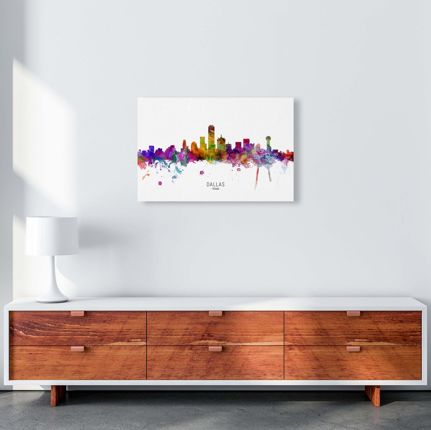 Dallas Texas Skyline Art Print by Michael Tompsett A2 Canvas