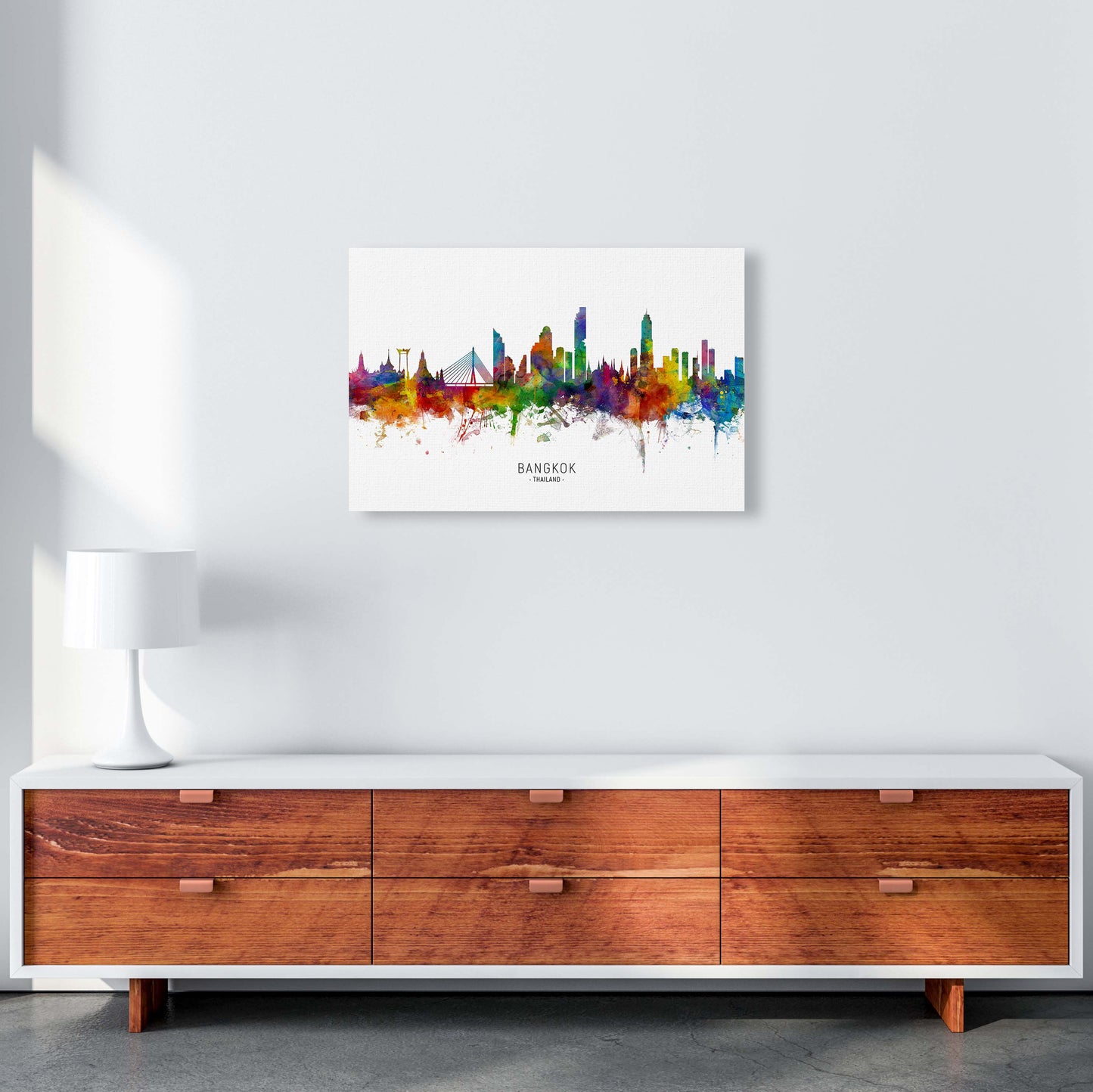 Bangkok Thailand Skyline Art Print by Michael Tompsett A2 Canvas
