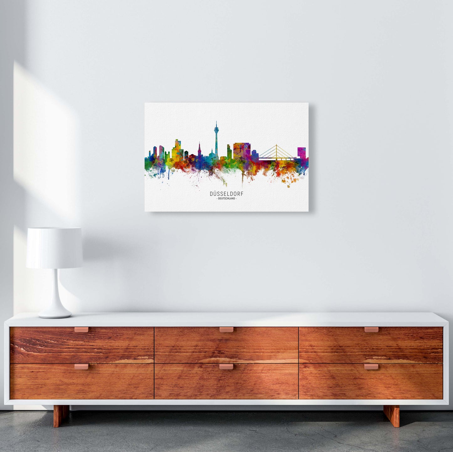 Dusseldorf Deutschland Skyline Art Print by Michael Tompsett A2 Canvas