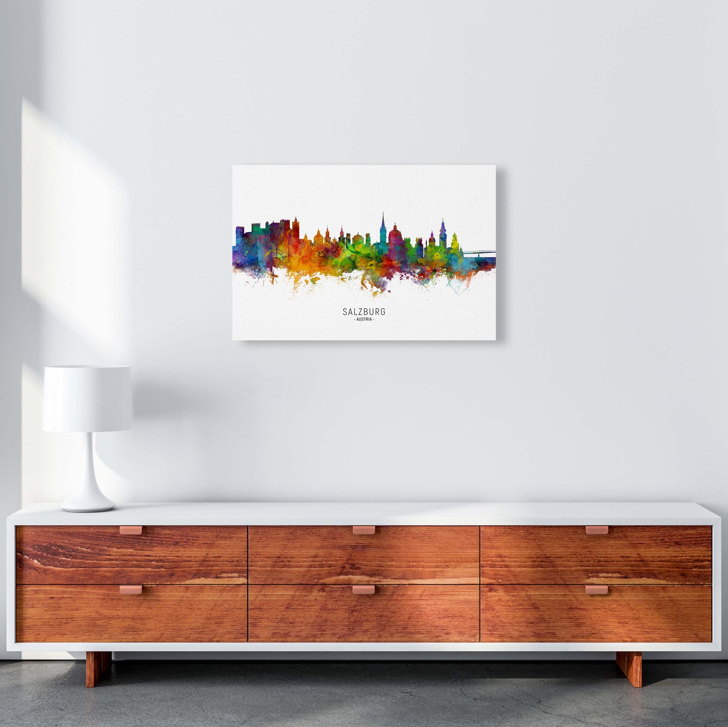 Salzburg Austria Skyline Art Print by Michael Tompsett A2 Canvas