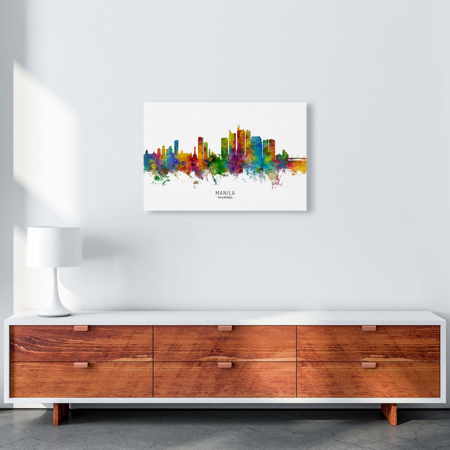 Manila Philippines Skyline Art Print by Michael Tompsett A2 Canvas