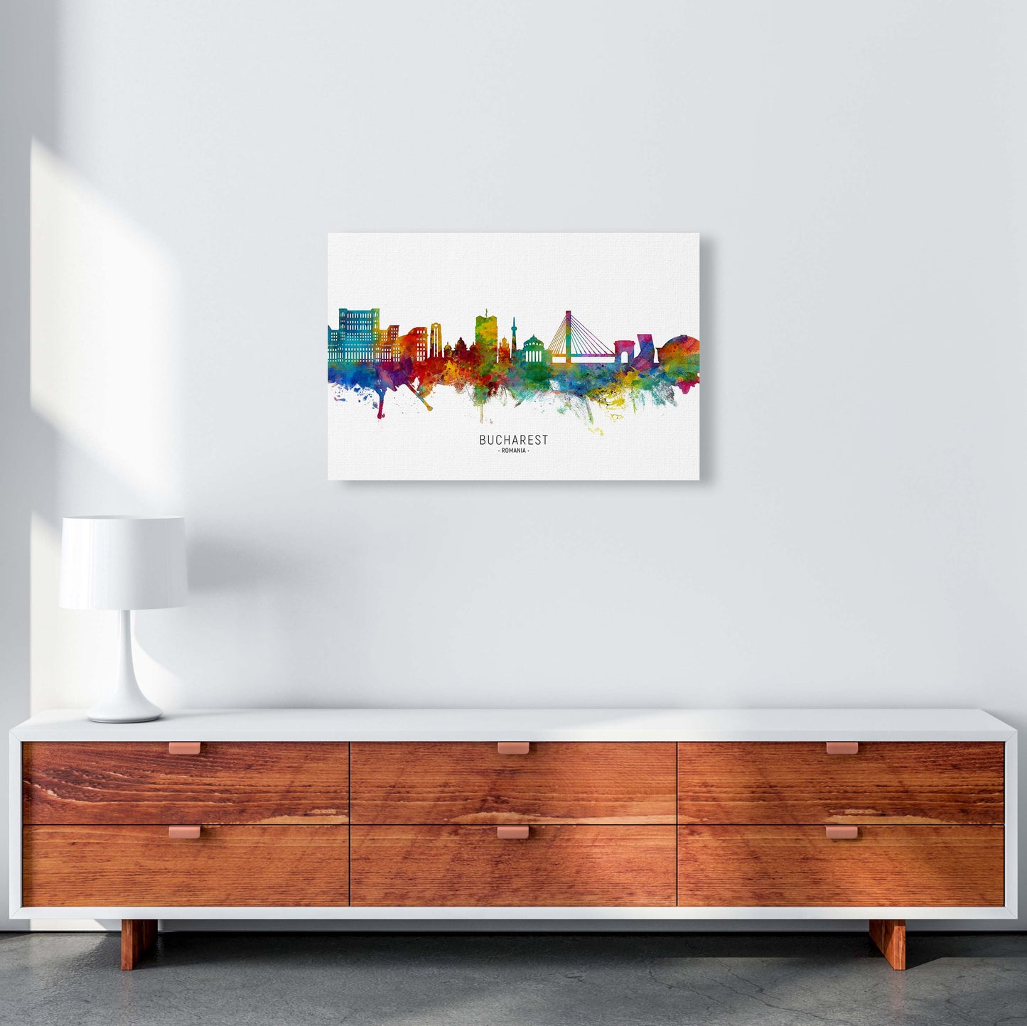 Bucharest Romania Skyline Art Print by Michael Tompsett A2 Canvas