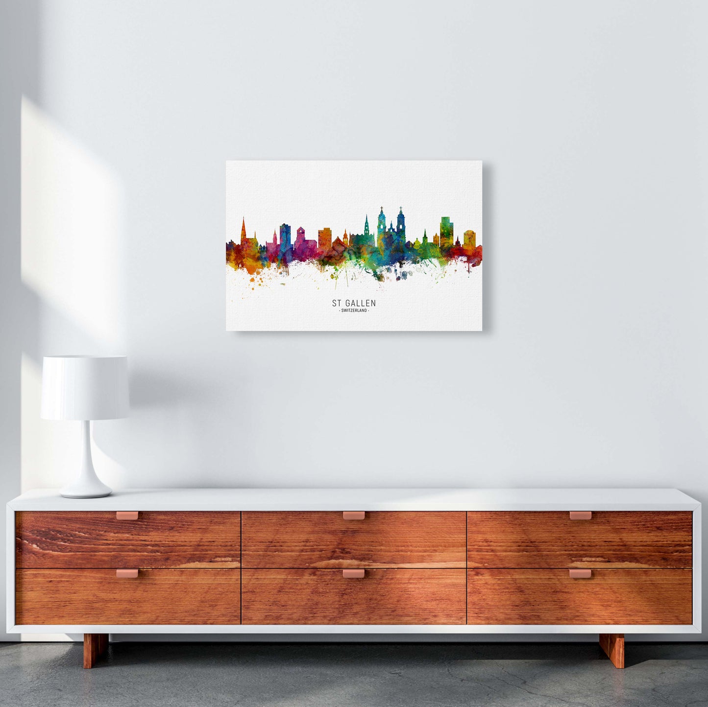 St Gallen Switzerland Skyline Art Print by Michael Tompsett A2 Canvas