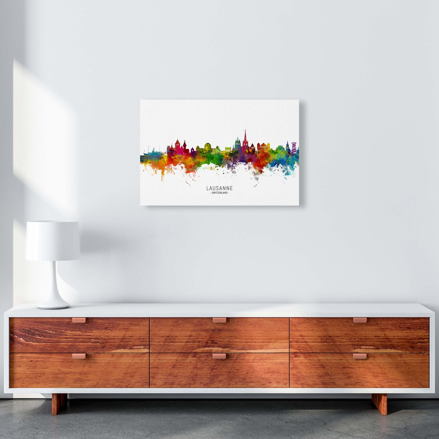 Lausanne Switzerland Skyline Art Print by Michael Tompsett A2 Canvas