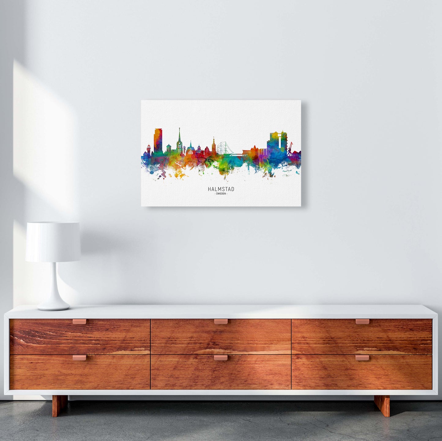 Halmstad Sweden Skyline Art Print by Michael Tompsett A2 Canvas