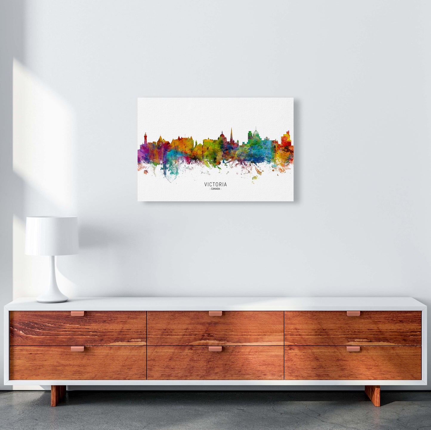Victoria Canada Skyline Art Print by Michael Tompsett A2 Canvas