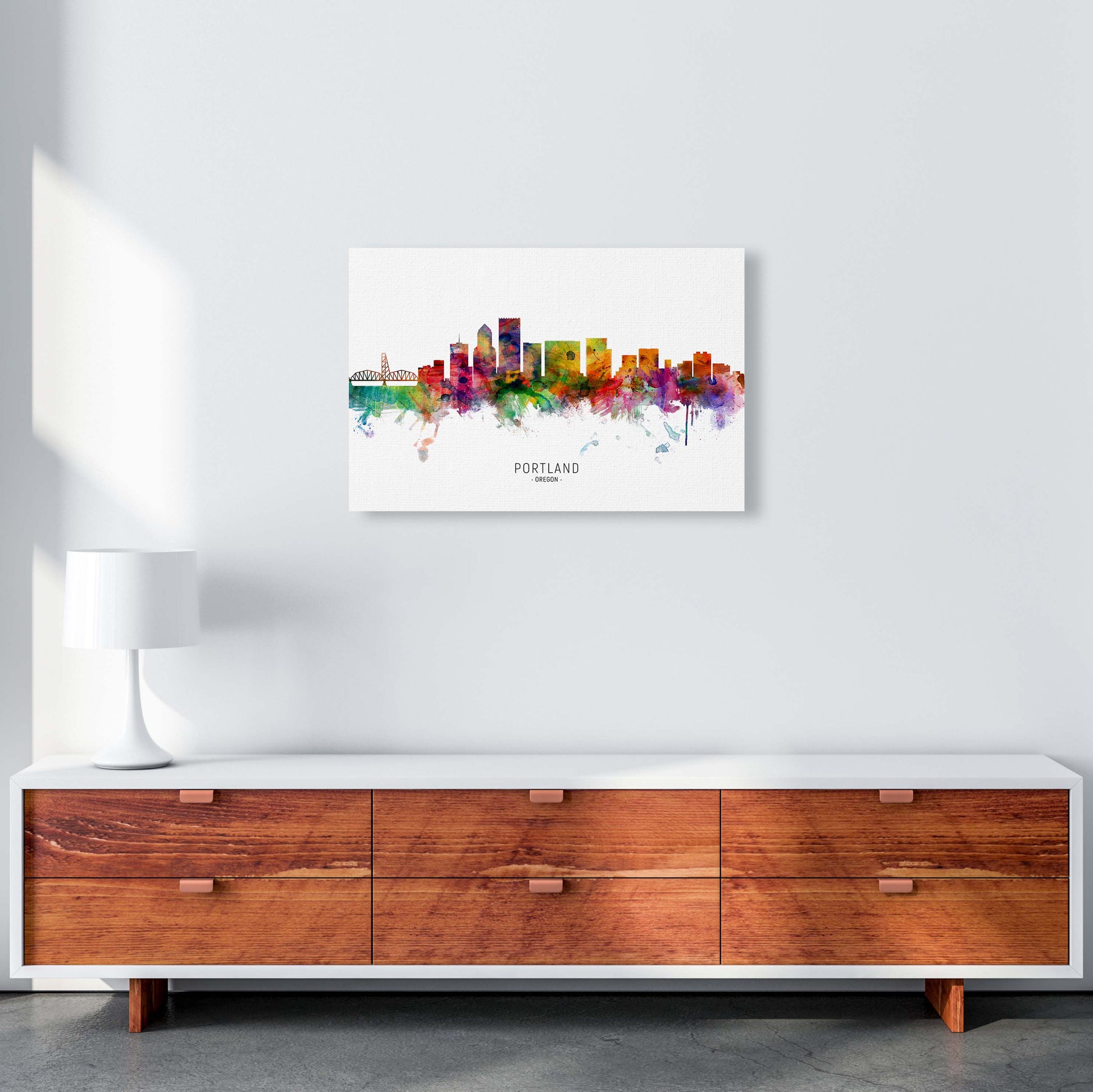 Portland Oregon Skyline Art Print by Michael Tompsett A2 Canvas