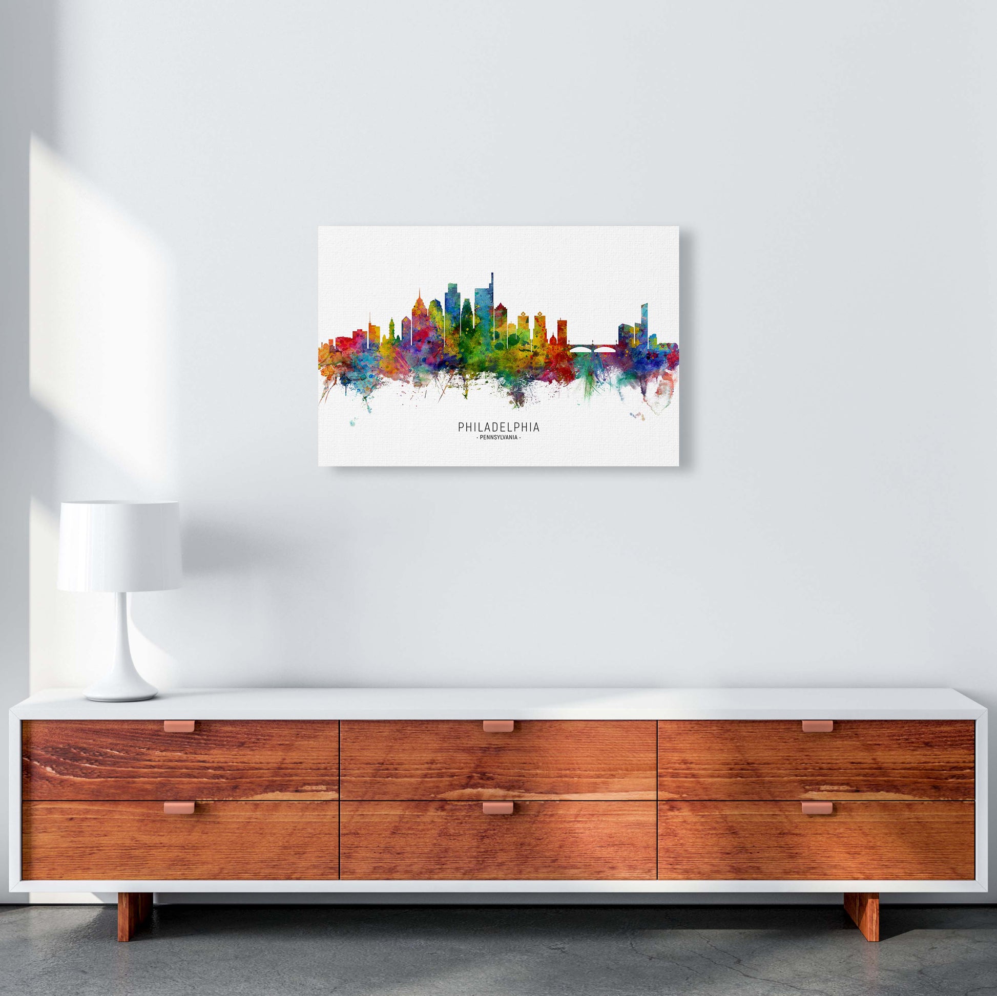 Philadelphia Pennsylvania Skyline Print by Michael Tompsett A2 Canvas