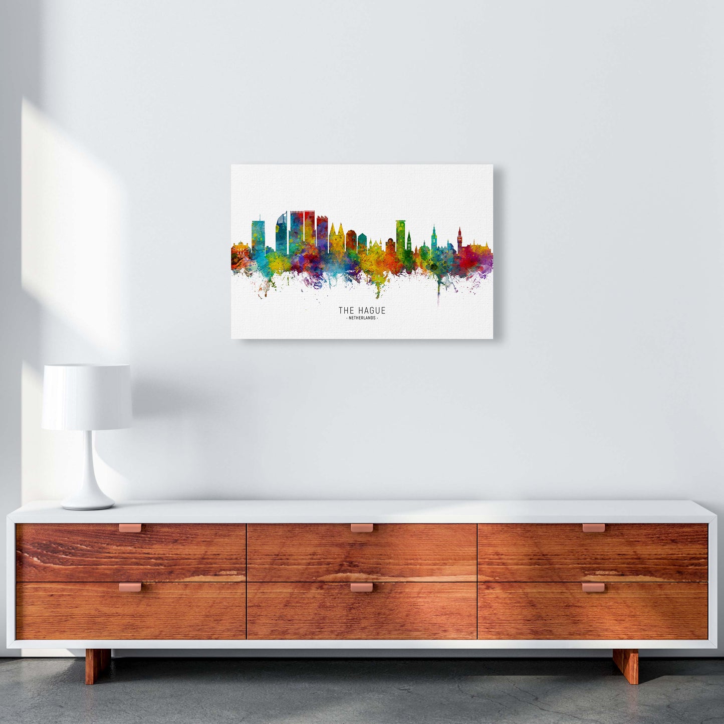 The Hague Netherlands Skyline Art Print by Michael Tompsett A2 Canvas