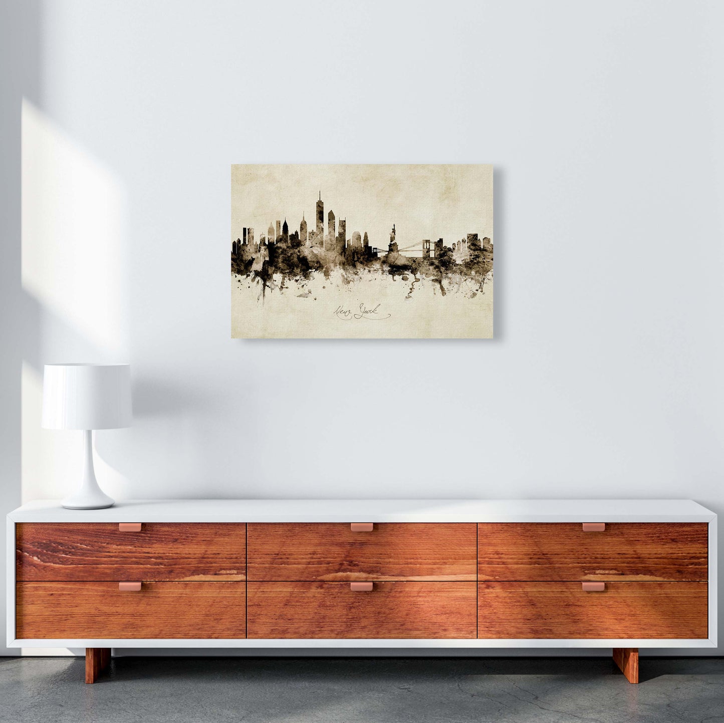 New York New York Skyline Vintage Print by Michael Tompsett A2 Canvas