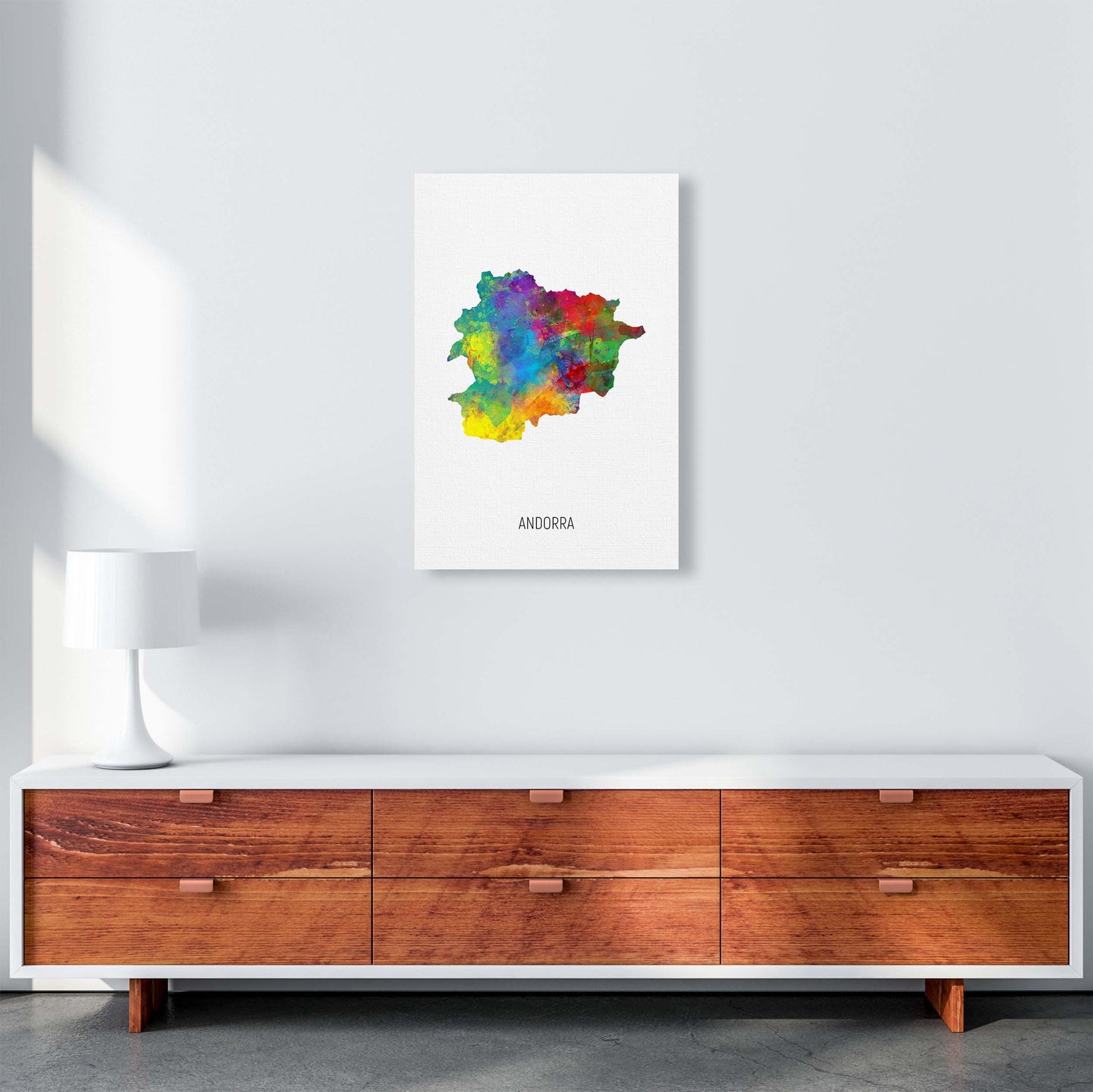Andorra Watercolour Map Art Print by Michael Tompsett A2 Canvas