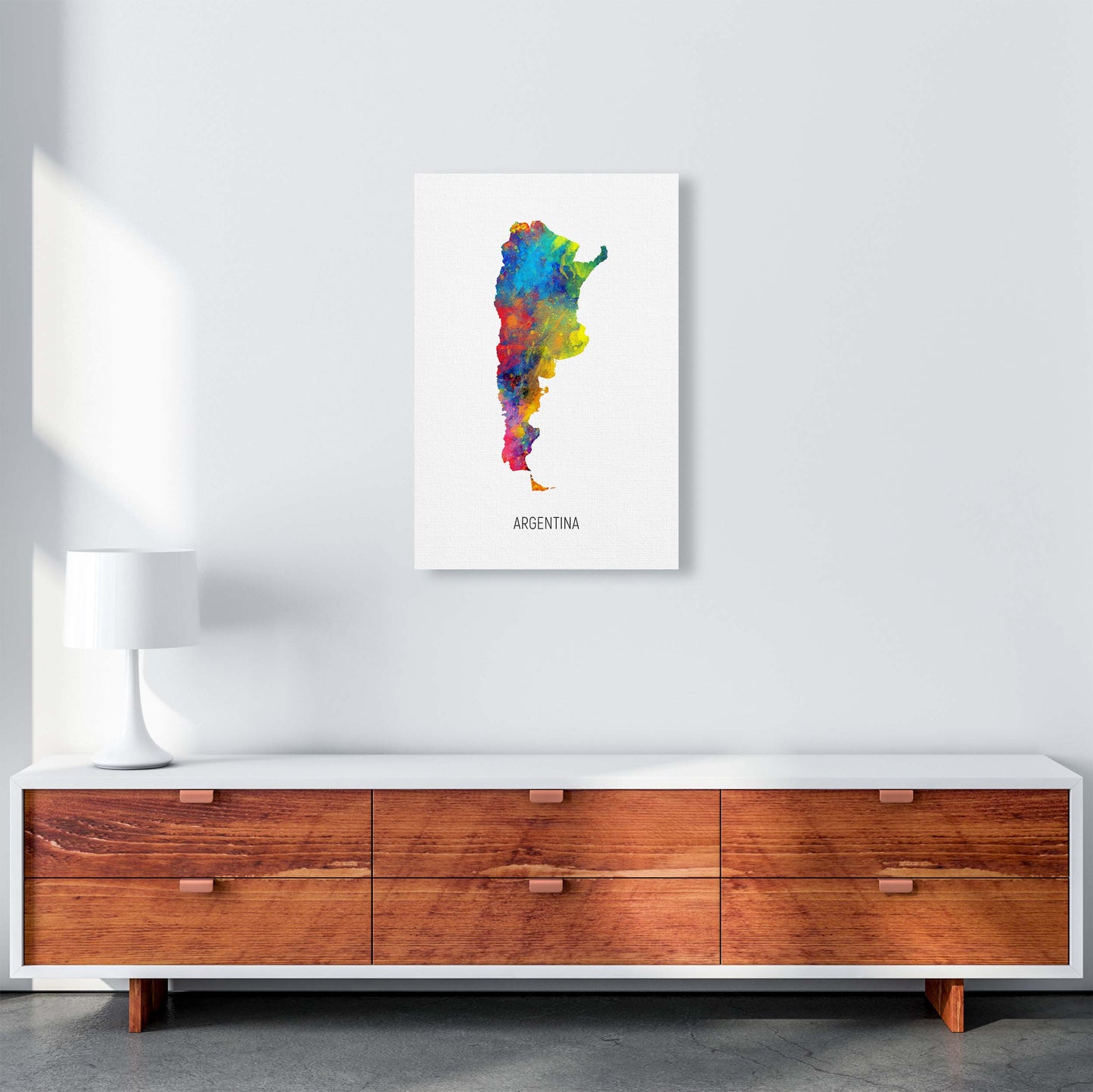 Argentina Watercolour Map Art Print by Michael Tompsett A2 Canvas