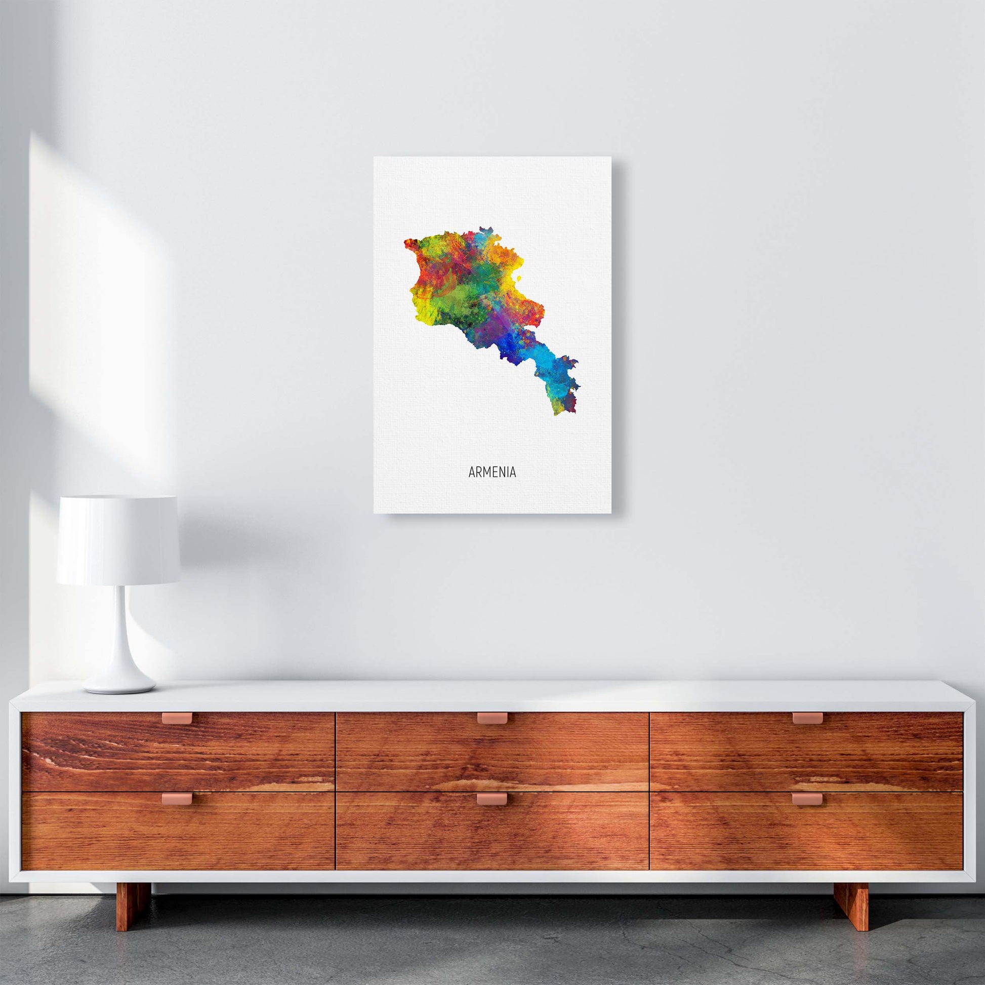 Armenia Watercolour Map Art Print by Michael Tompsett A2 Canvas