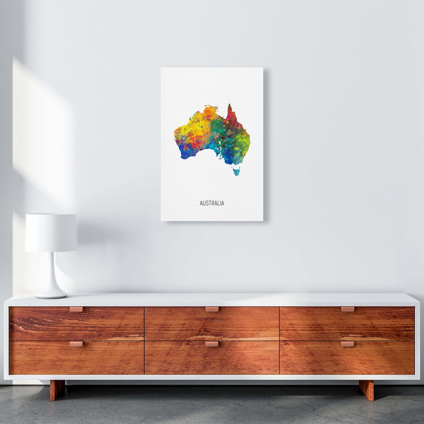 Australia Watercolour Map Art Print by Michael Tompsett A2 Canvas
