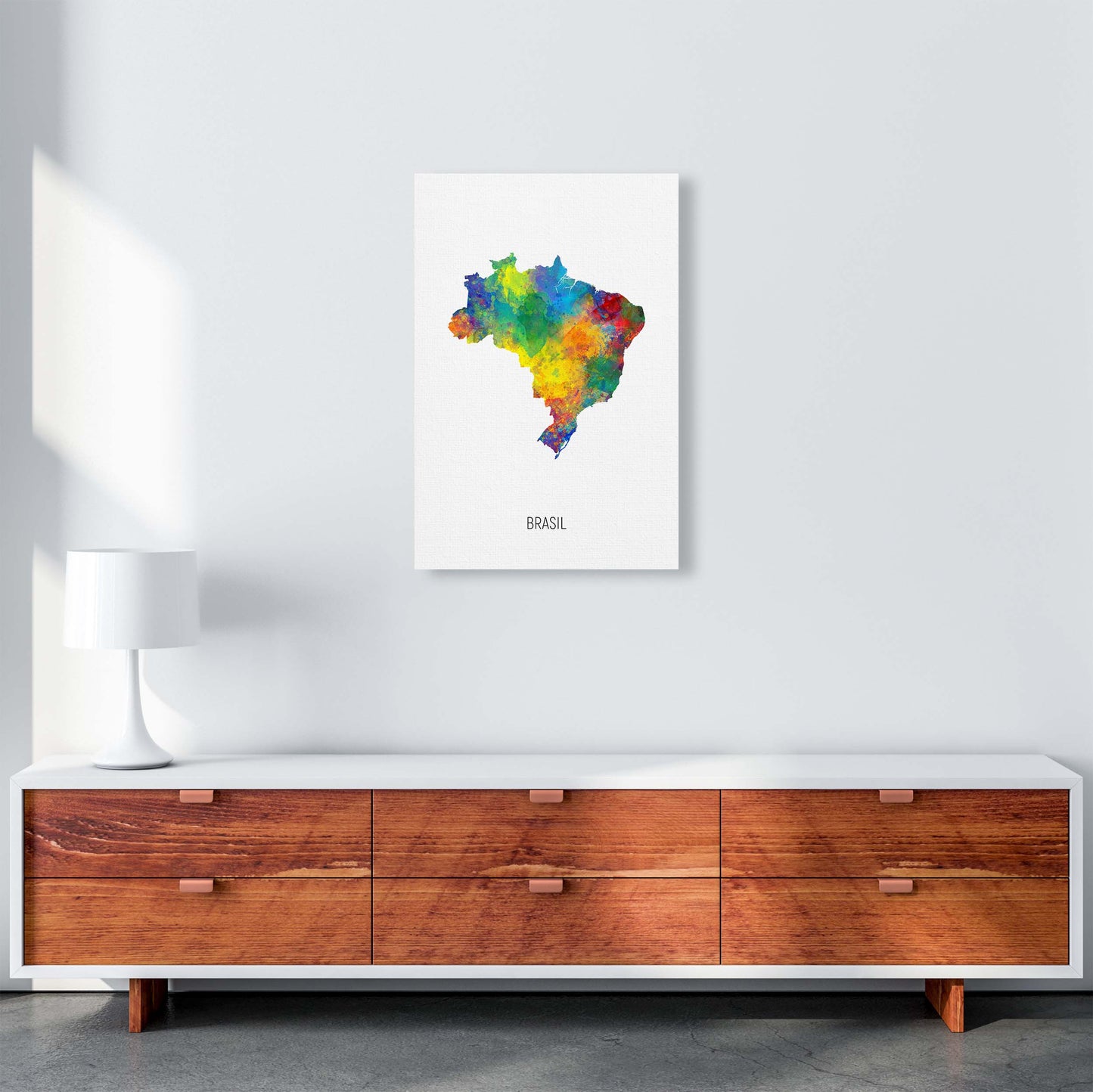 Brasil Watercolour Map Art Print by Michael Tompsett A2 Canvas