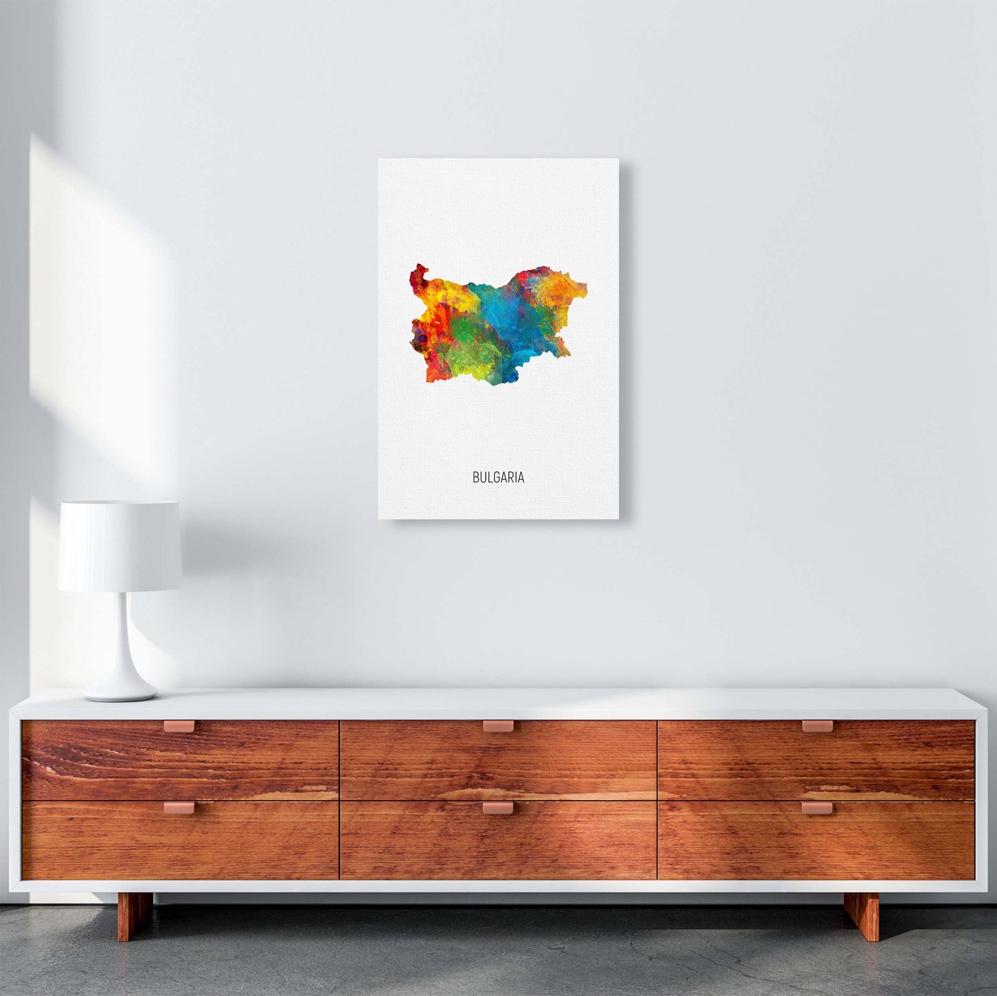Bulgaria Watercolour Map Art Print by Michael Tompsett A2 Canvas