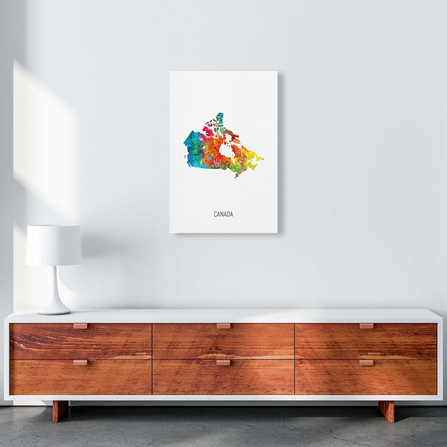 Canada Watercolour Map Art Print by Michael Tompsett A2 Canvas