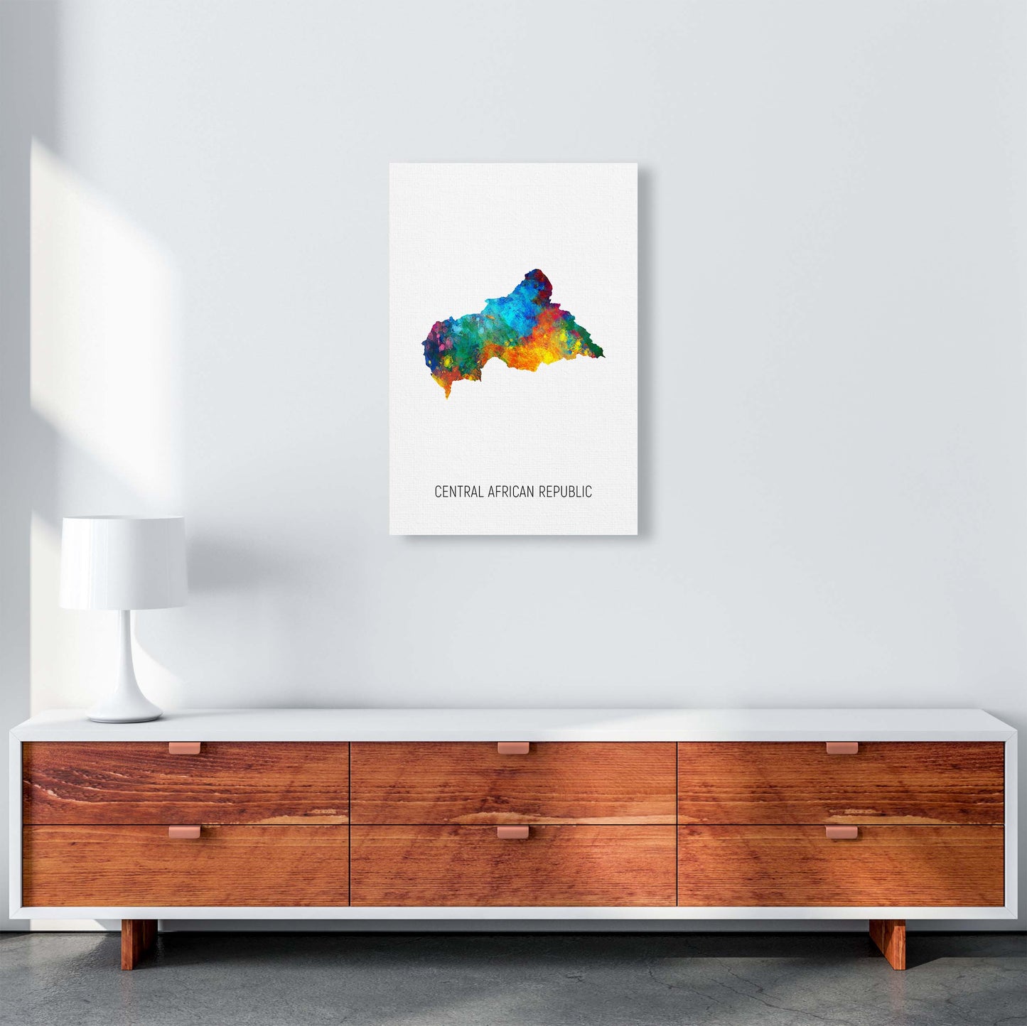 Central African Republic Watercolour Map by Michael Tompsett A2 Canvas