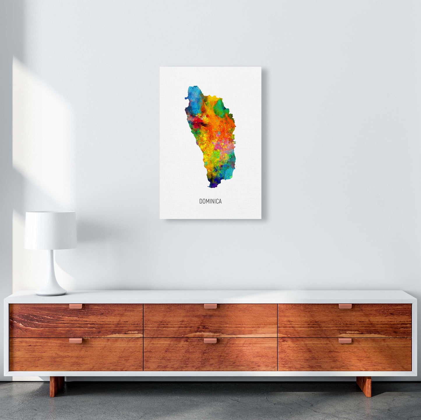 Dominica Watercolour Map Art Print by Michael Tompsett A2 Canvas