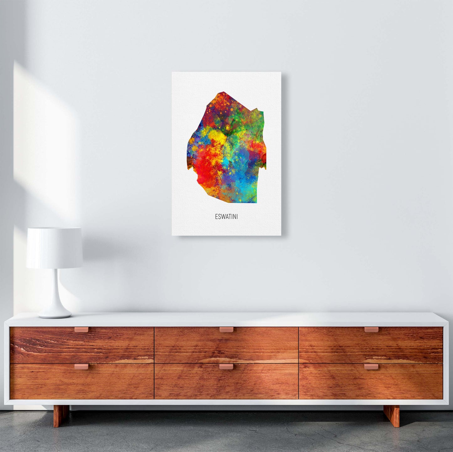 Eswatini Watercolour Map Art Print by Michael Tompsett A2 Canvas