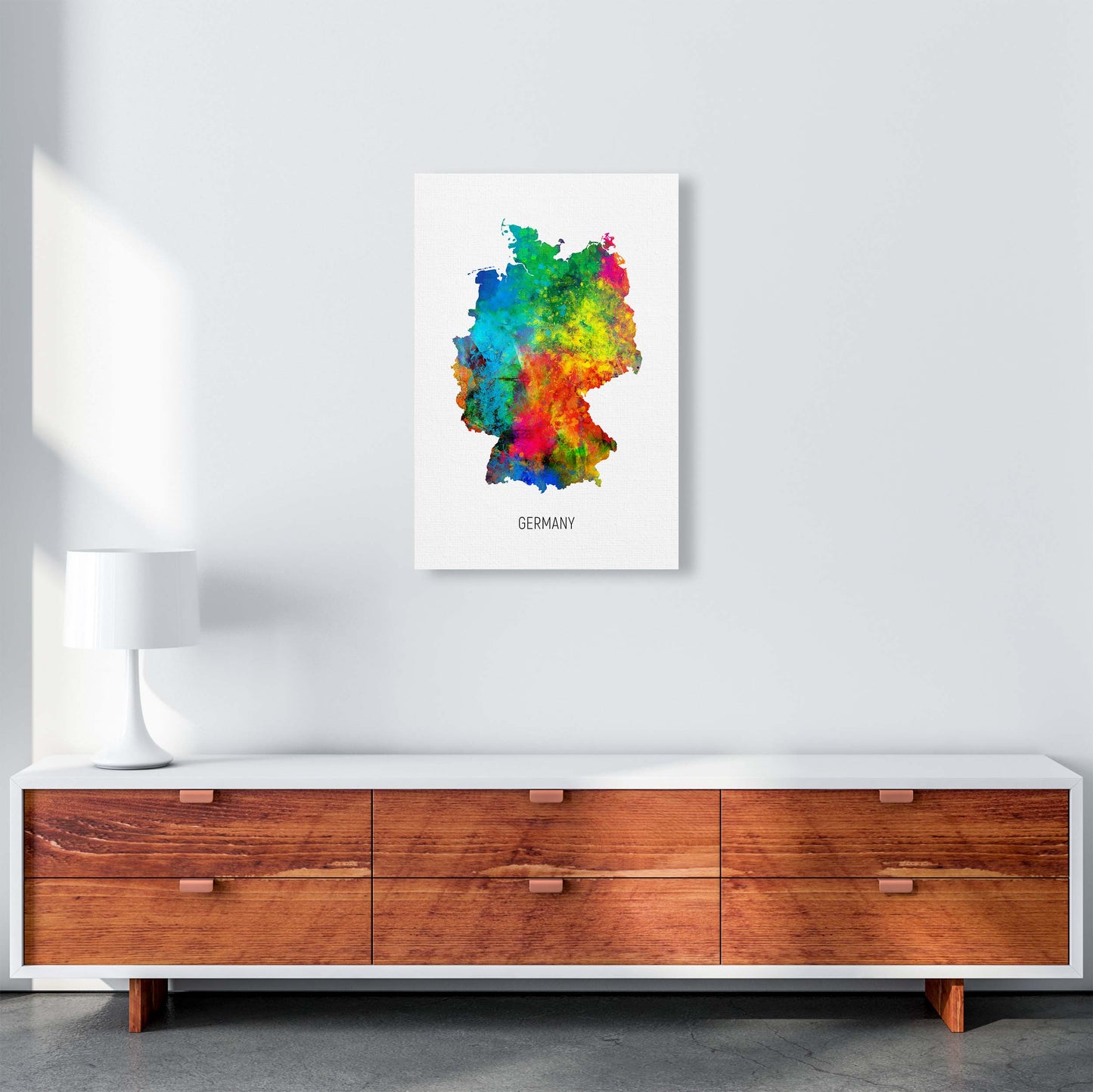 Germany Watercolour Map Art Print by Michael Tompsett A2 Canvas