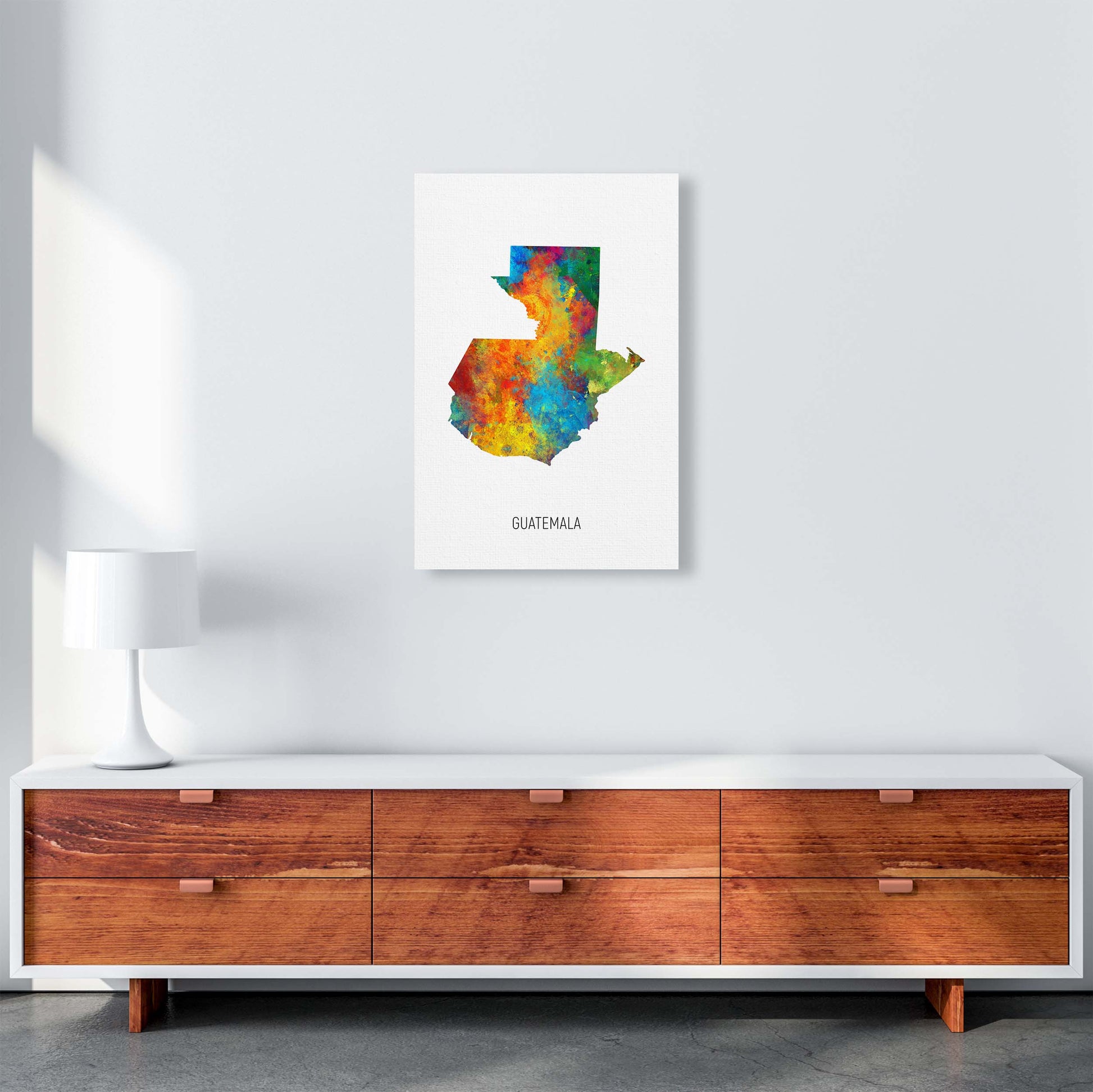 Guatemala Watercolour Map Art Print by Michael Tompsett A2 Canvas
