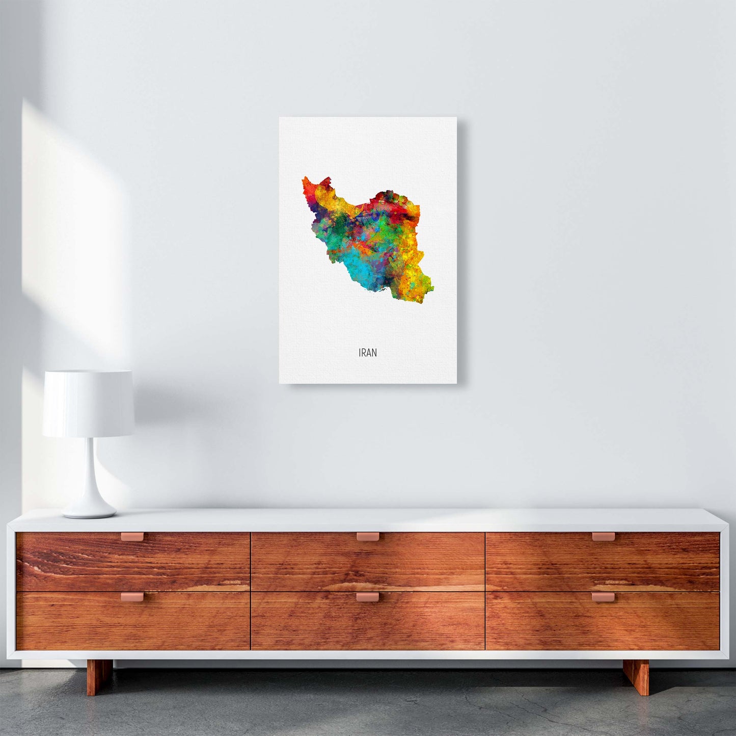 Iran Watercolour Map Art Print by Michael Tompsett A2 Canvas