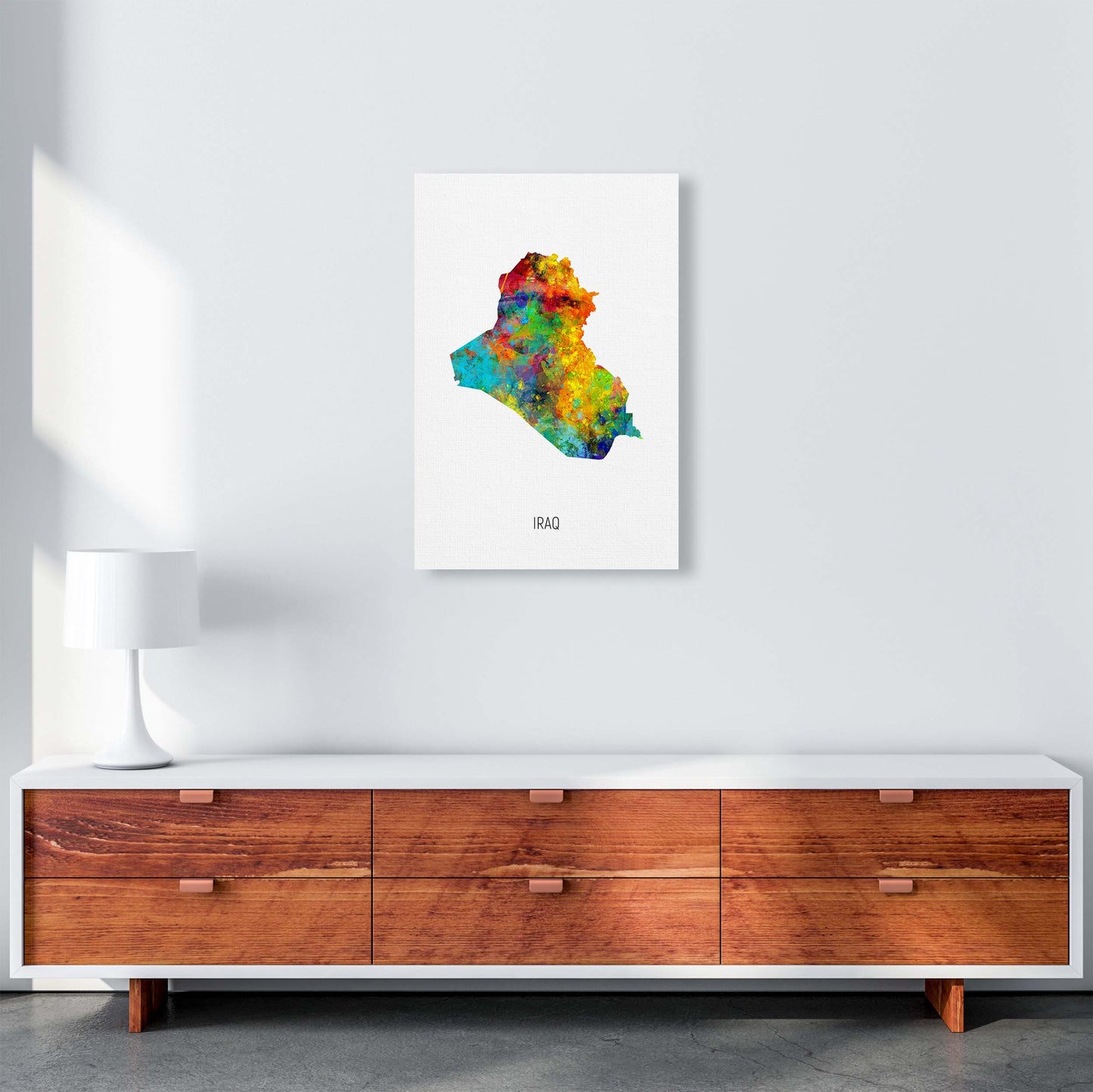 Iraq Watercolour Map Art Print by Michael Tompsett A2 Canvas